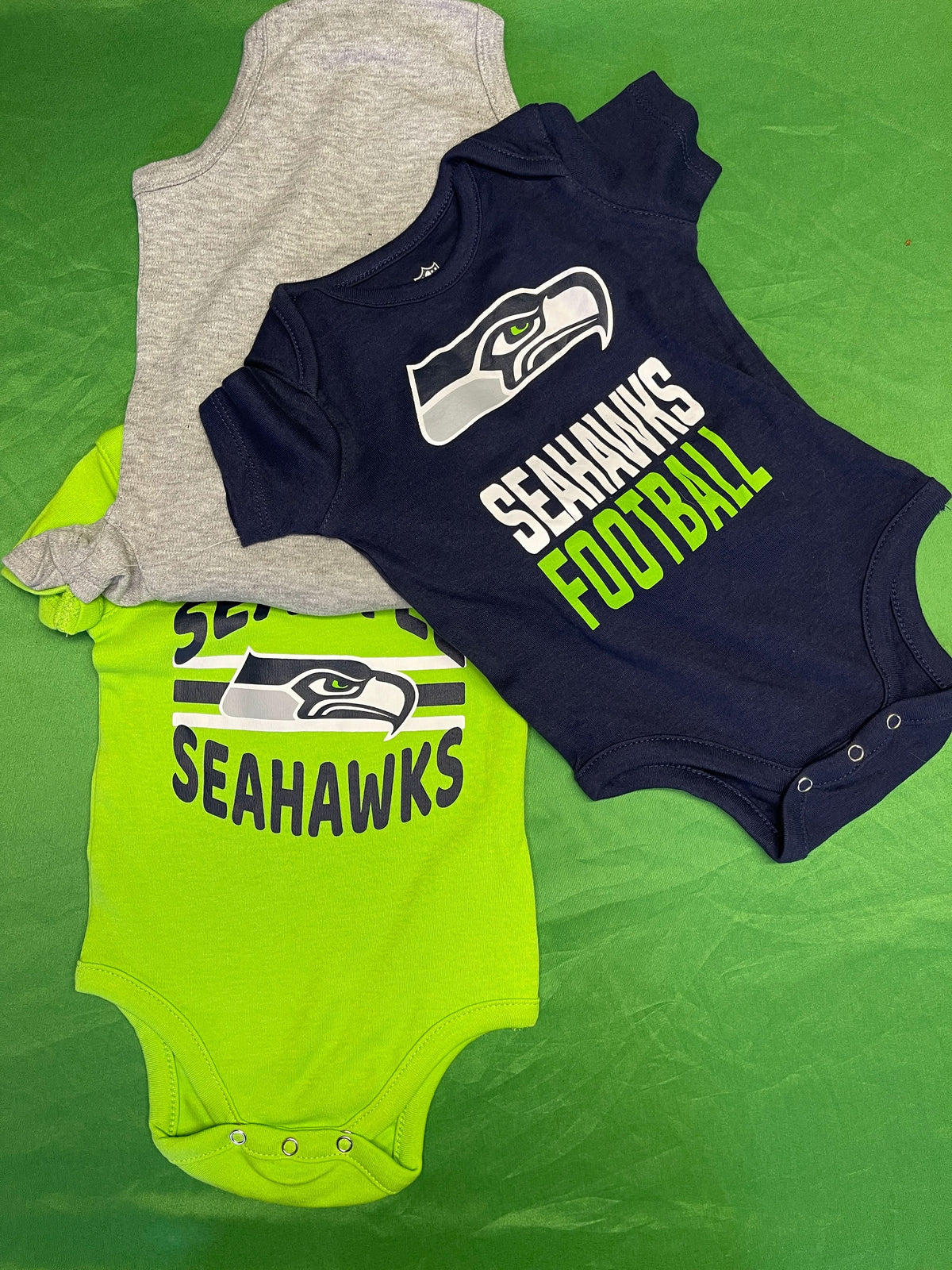 NFL Seattle Seahawks 3-pc Bodysuits/Vests Infant Baby 3-6 Months NWT
