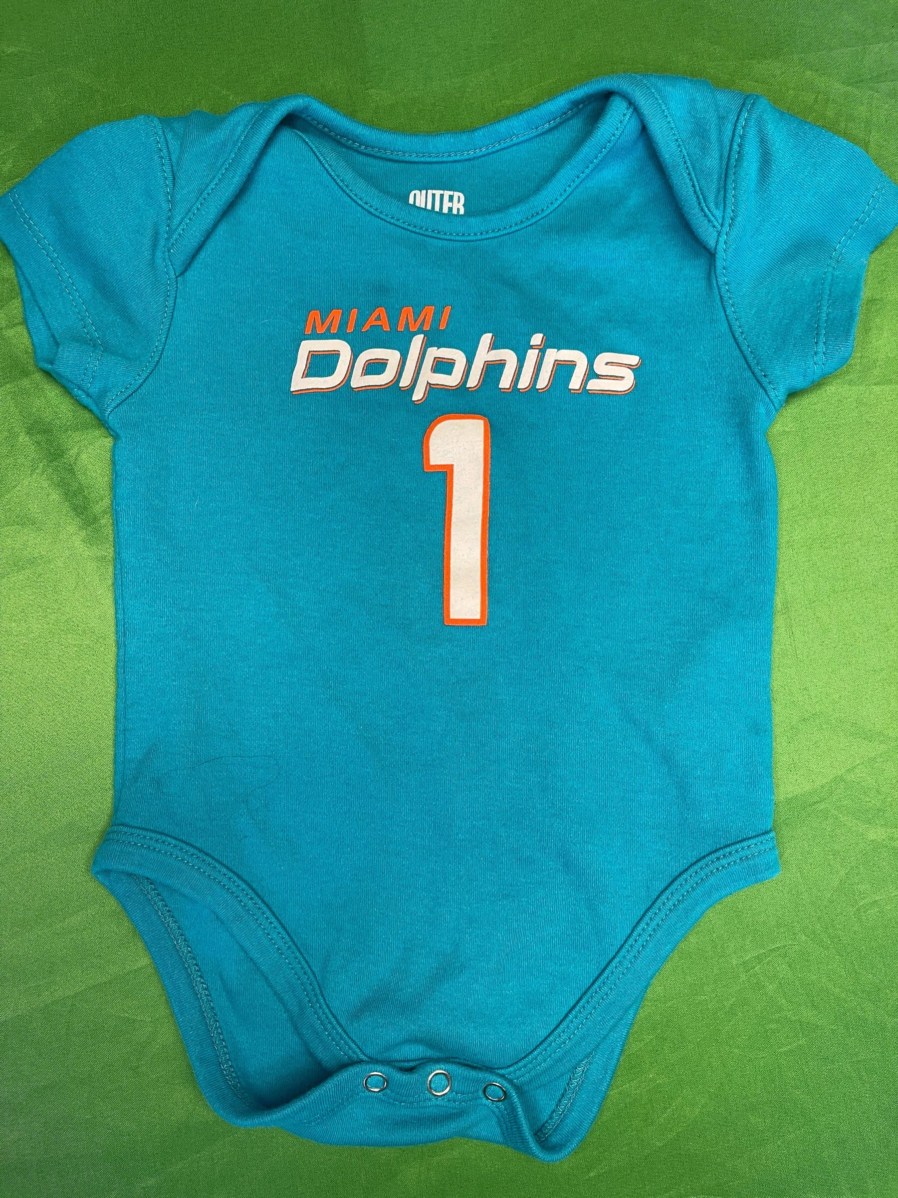 NFL Miami Dolphins Tua Tagovailoa #1 Bodysuit/Vest Infant Toddler 18 Months