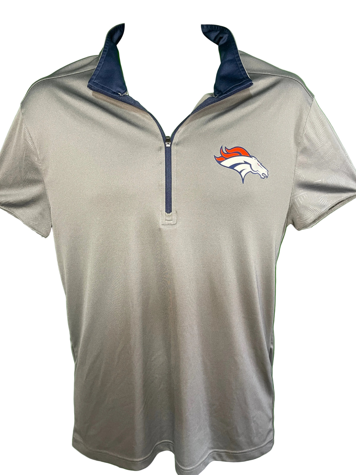 NFL Denver Broncos Grey 1/4 Zip Wicking Shirt Men's Medium