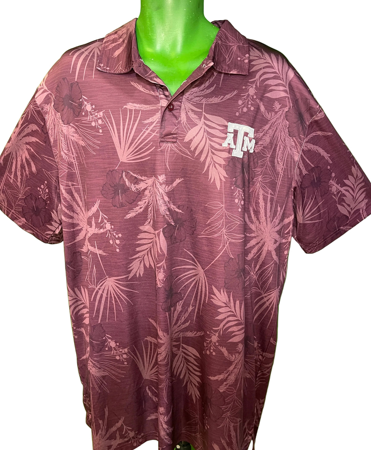 NCAA Texas A&M Aggies Maroon Hawaiian Collared Golf Polo Men's 1X-Large