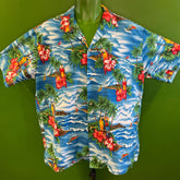 Made in Hawaii Blue Hawaiian Aloha Shirt Men's 2X-Large