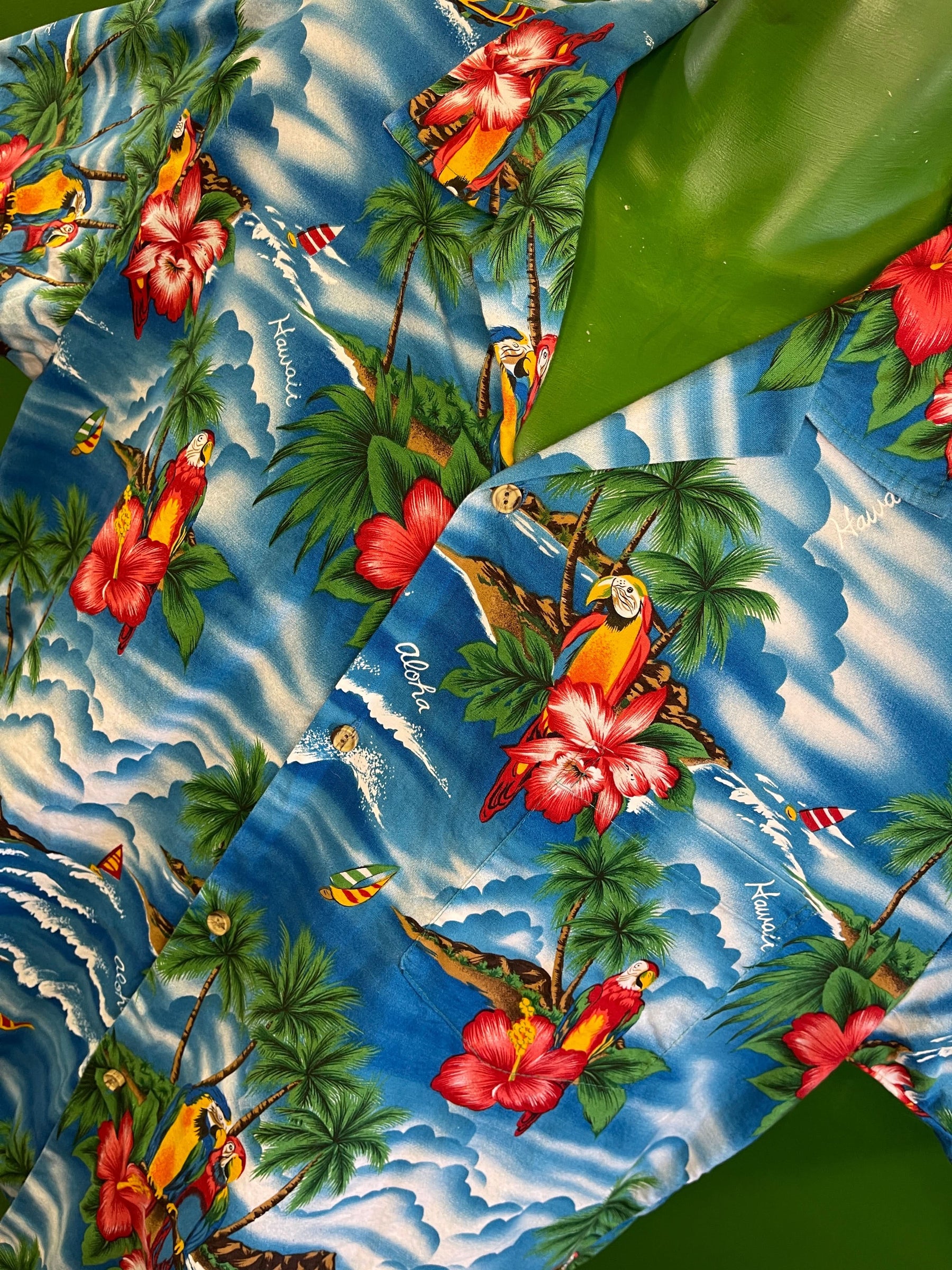 Made in Hawaii Blue Hawaiian Aloha Shirt Men's 2X-Large