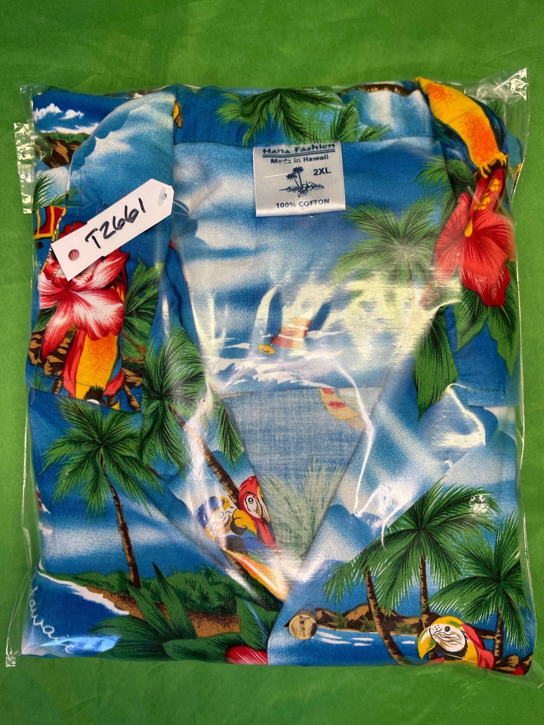 Made in Hawaii Blue Hawaiian Aloha Shirt Men's 2X-Large