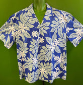 Made in Hawaii Monochrome Blue Floral Hawaiian Aloha Shirt Men's 3X-Large