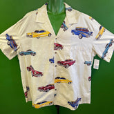Made in Hawaii Cream Car Print Hawaiian Aloha Shirt Men's 4X-Large NWT