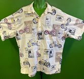 Motorbike Pattern Vintage S/S Printed Shirt Men's 2X-Large