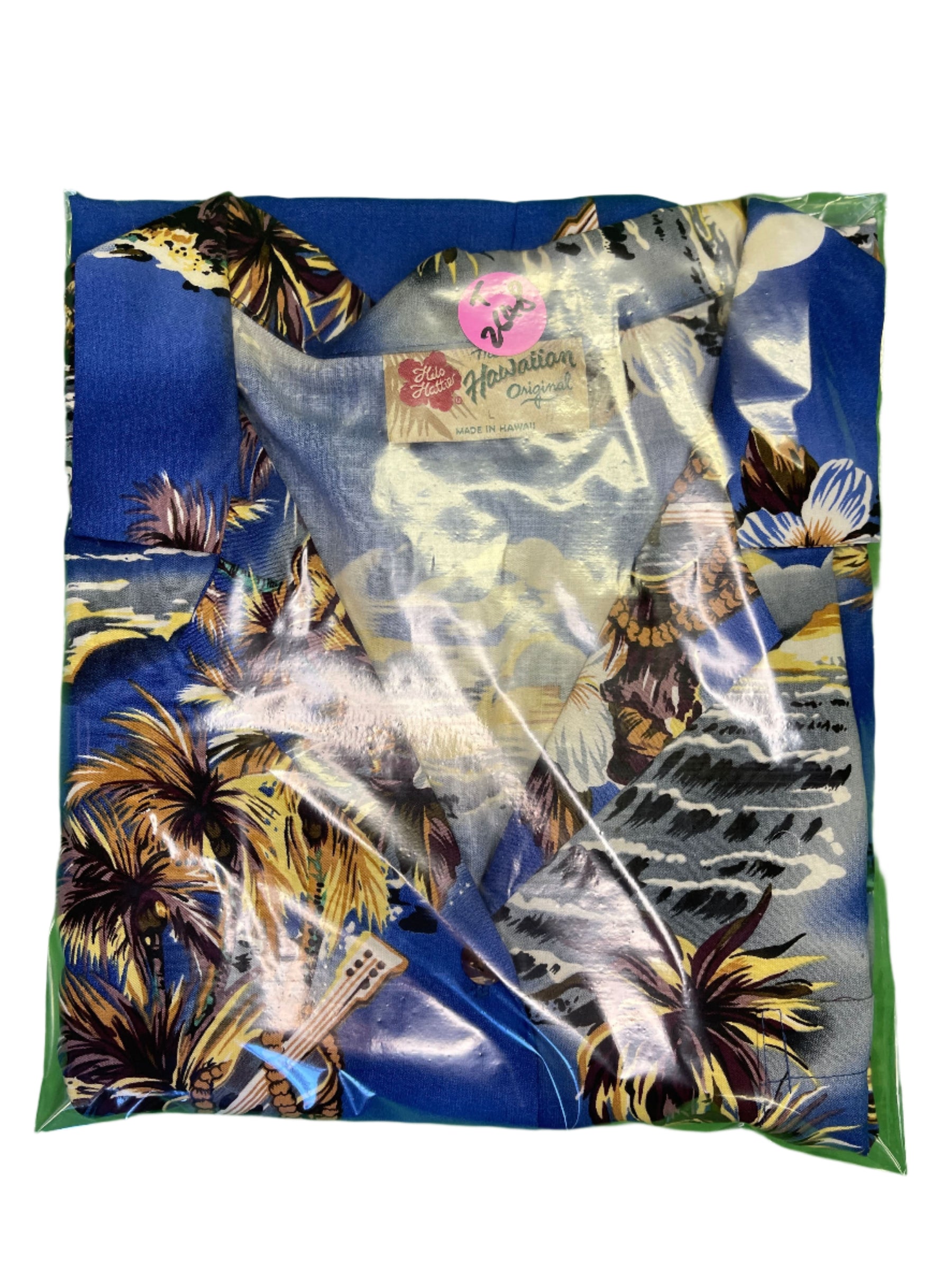 Made in Hawaii Deep Blue Hawaiian Aloha Shirt Women's Large