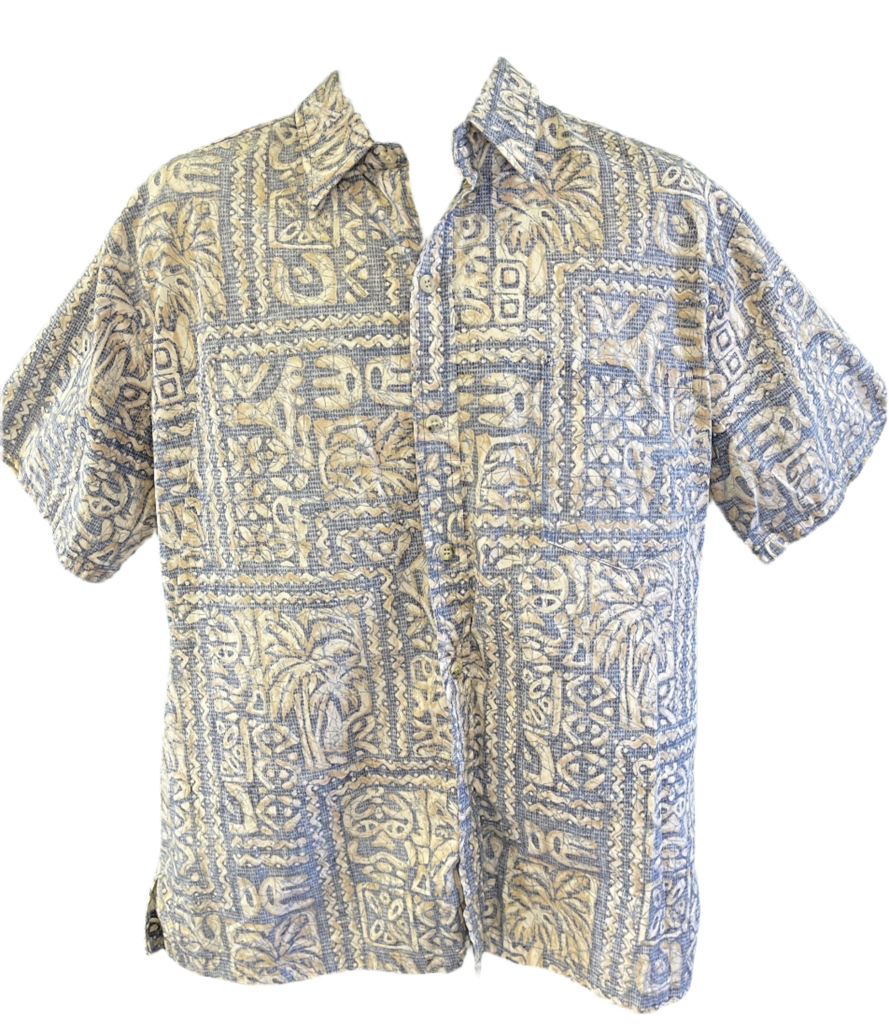 Made in Hawaii Batik Style Hawaiian Aloha Shirt Men's Large