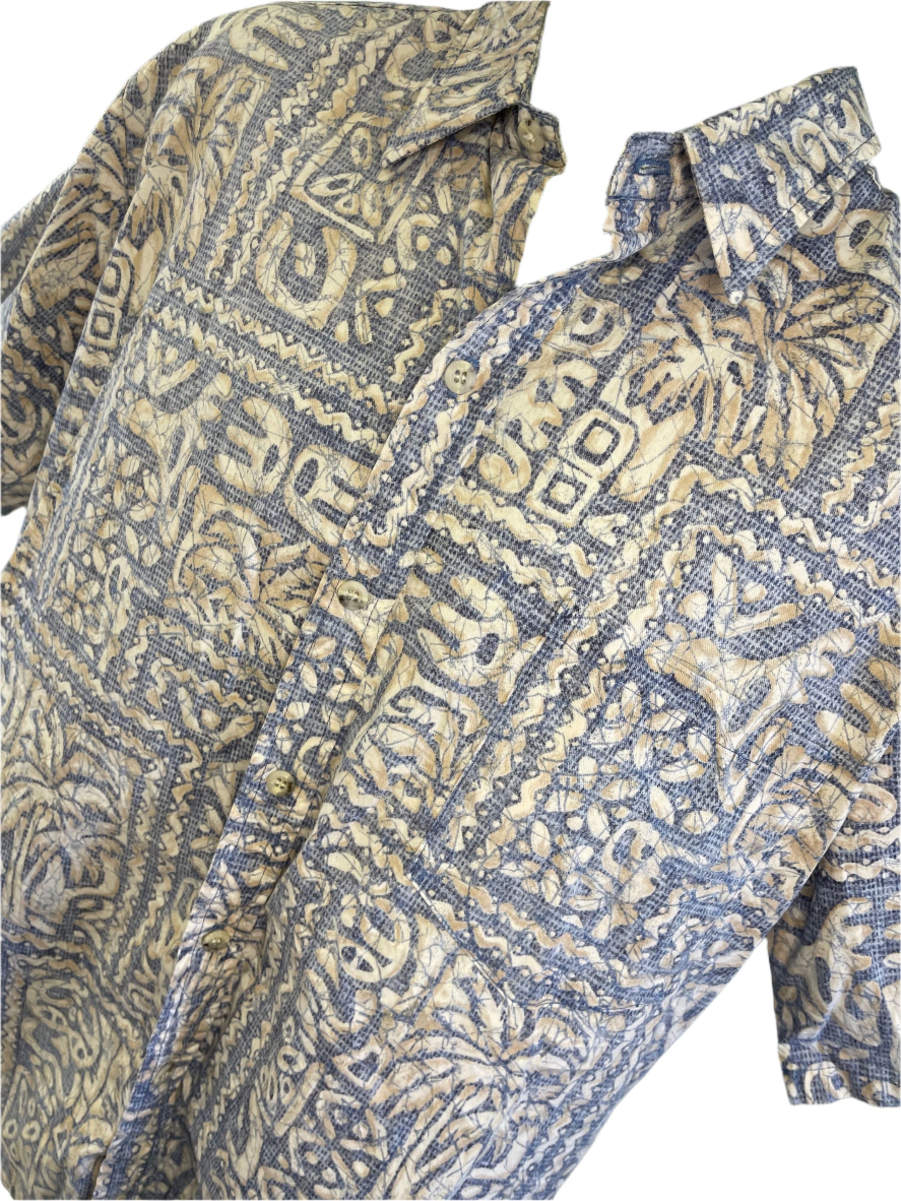 Made in Hawaii Batik Style Hawaiian Aloha Shirt Men's Large