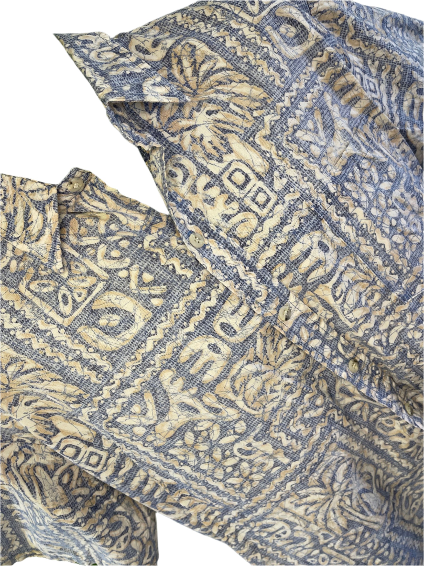 Made in Hawaii Batik Style Hawaiian Aloha Shirt Men's Large