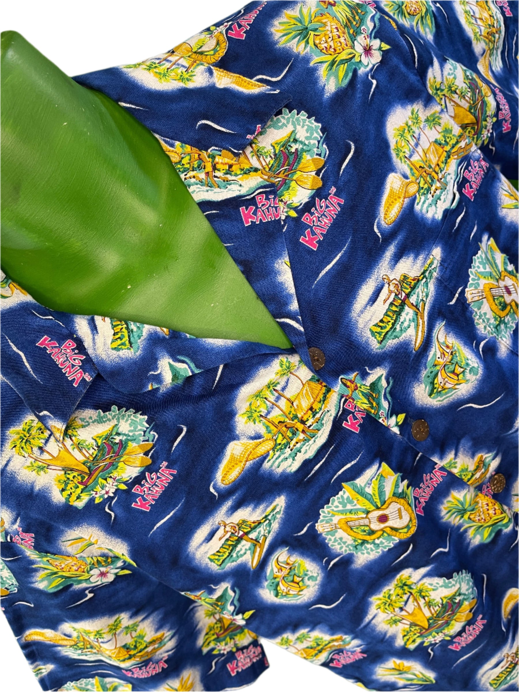 Made in Hawaii 'Big Kahuna' Blue Hawaiian Aloha Shirt Men's X-Large