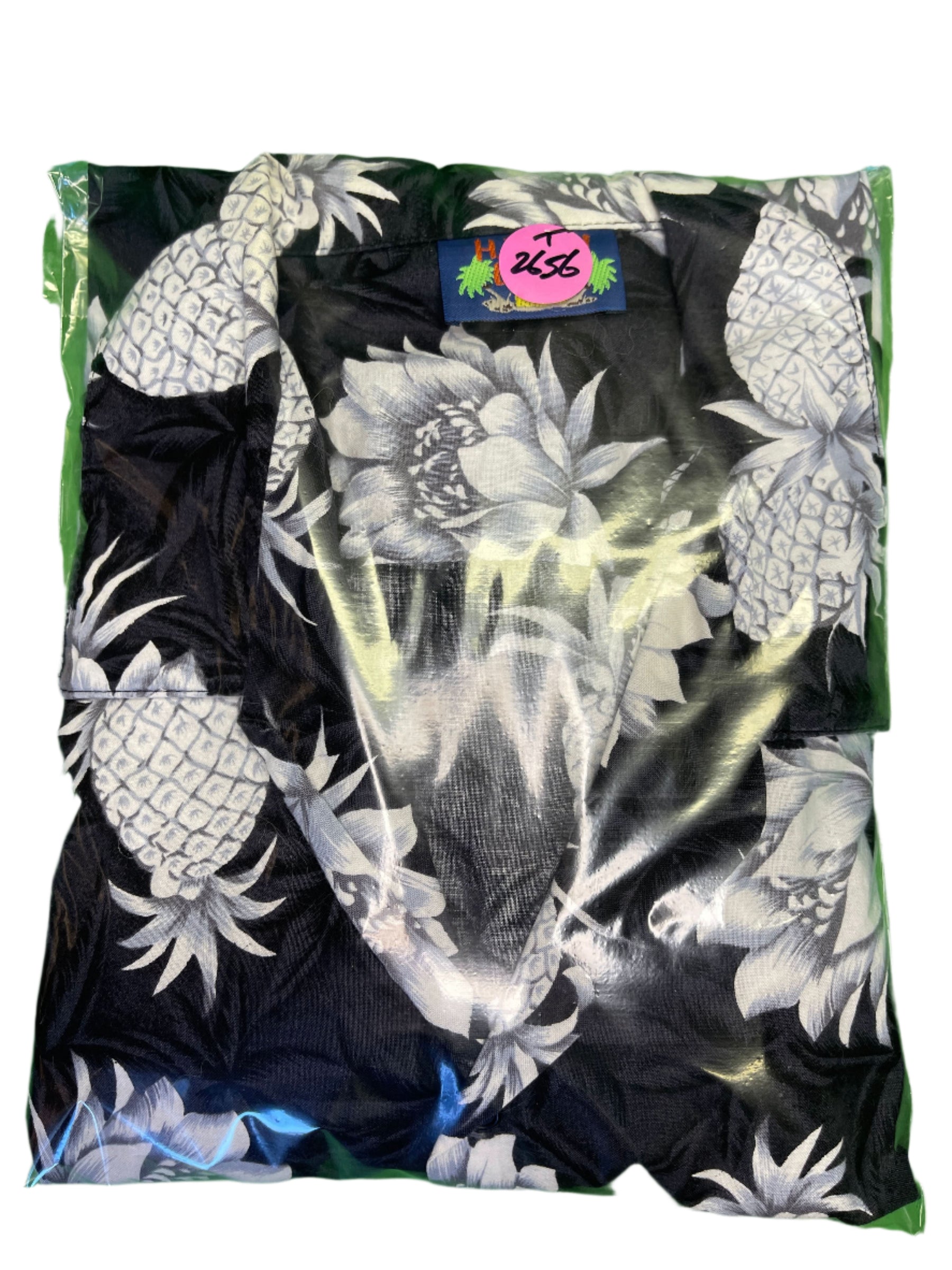 Made in Hawaii Charcoal Grey Pineapple Hawaiian Aloha Shirt Men's Large