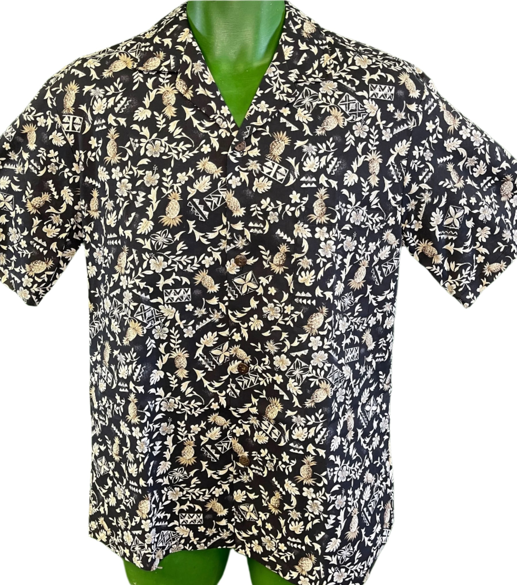 Made in Hawaii Black Hawaiian Aloha Shirt Men's Medium
