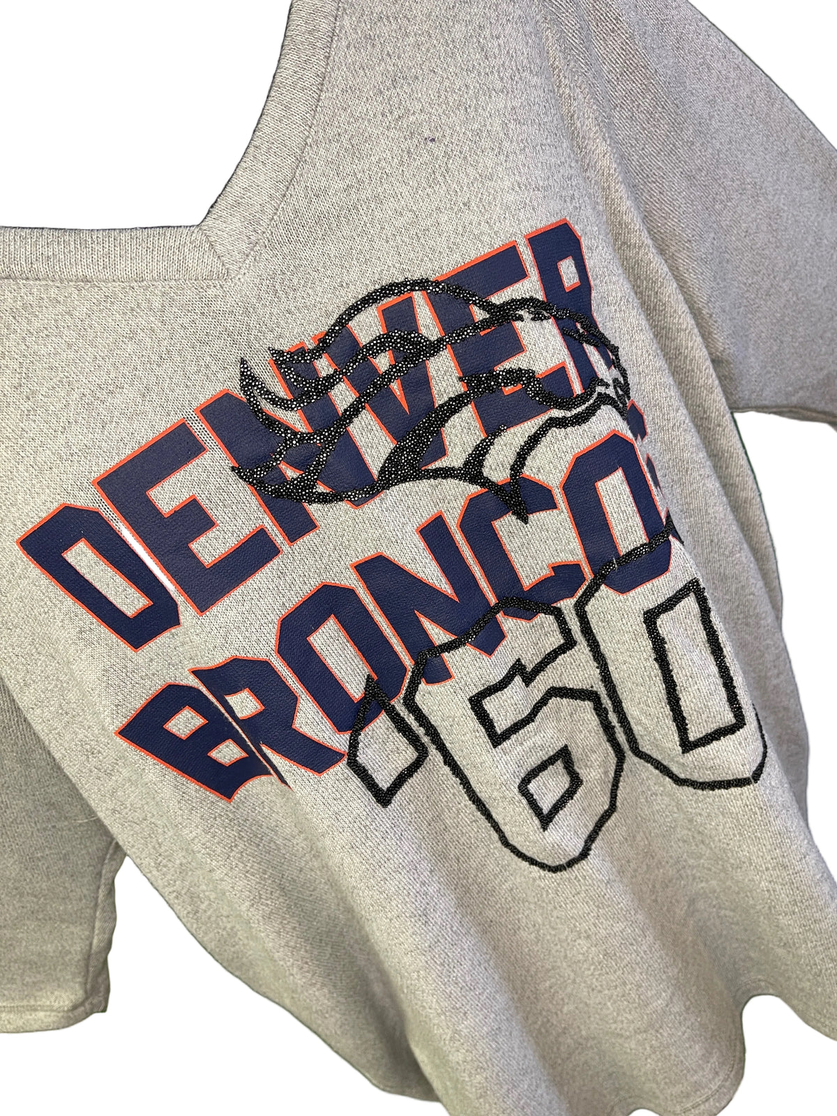 NFL Denver Broncos Grey V-Neck 3/4 Sleeve Heavyweight Shirt Women's Large