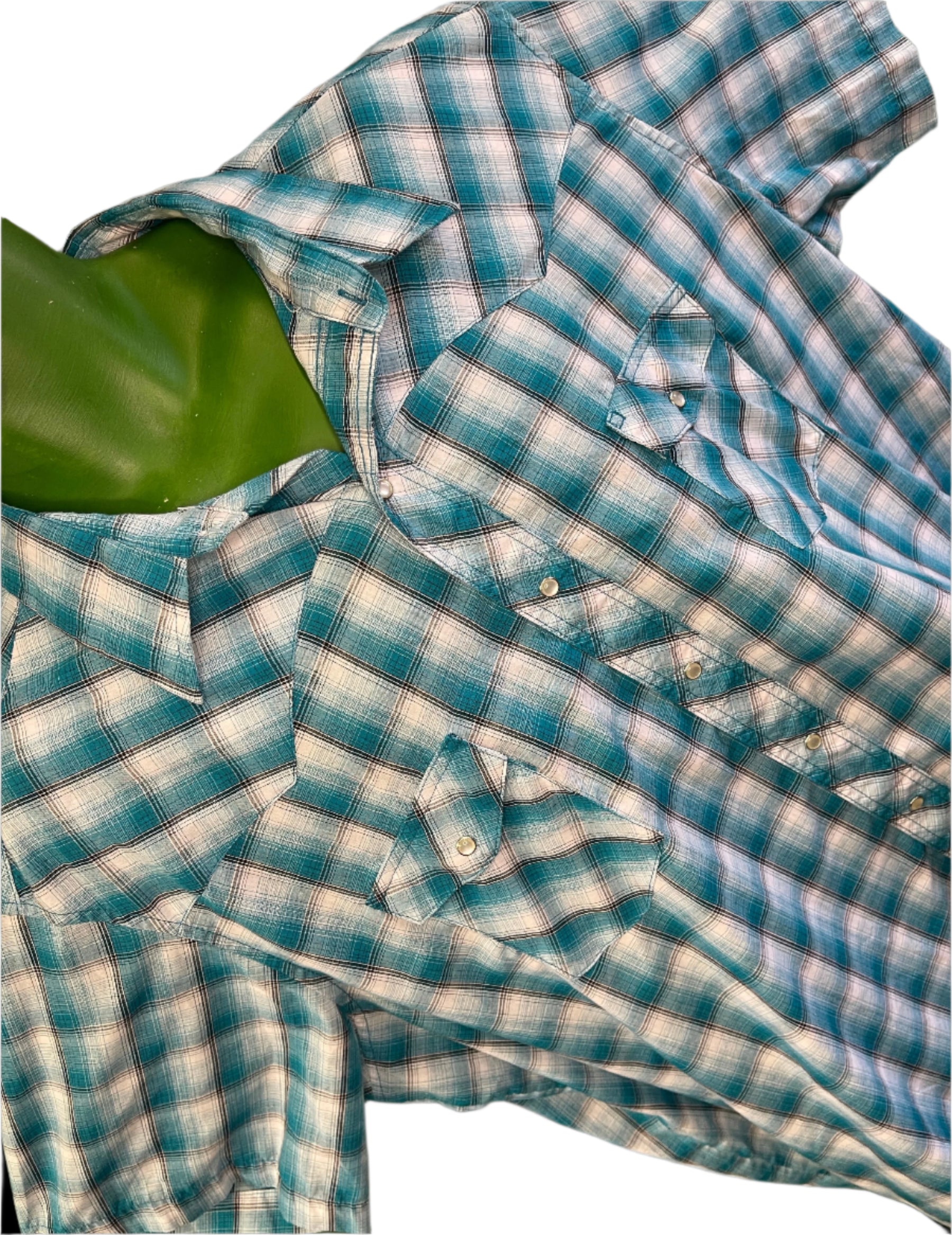 Wrangler Cowboy Western Plaid S/S Shirt with Poppers Men's 3X-Large