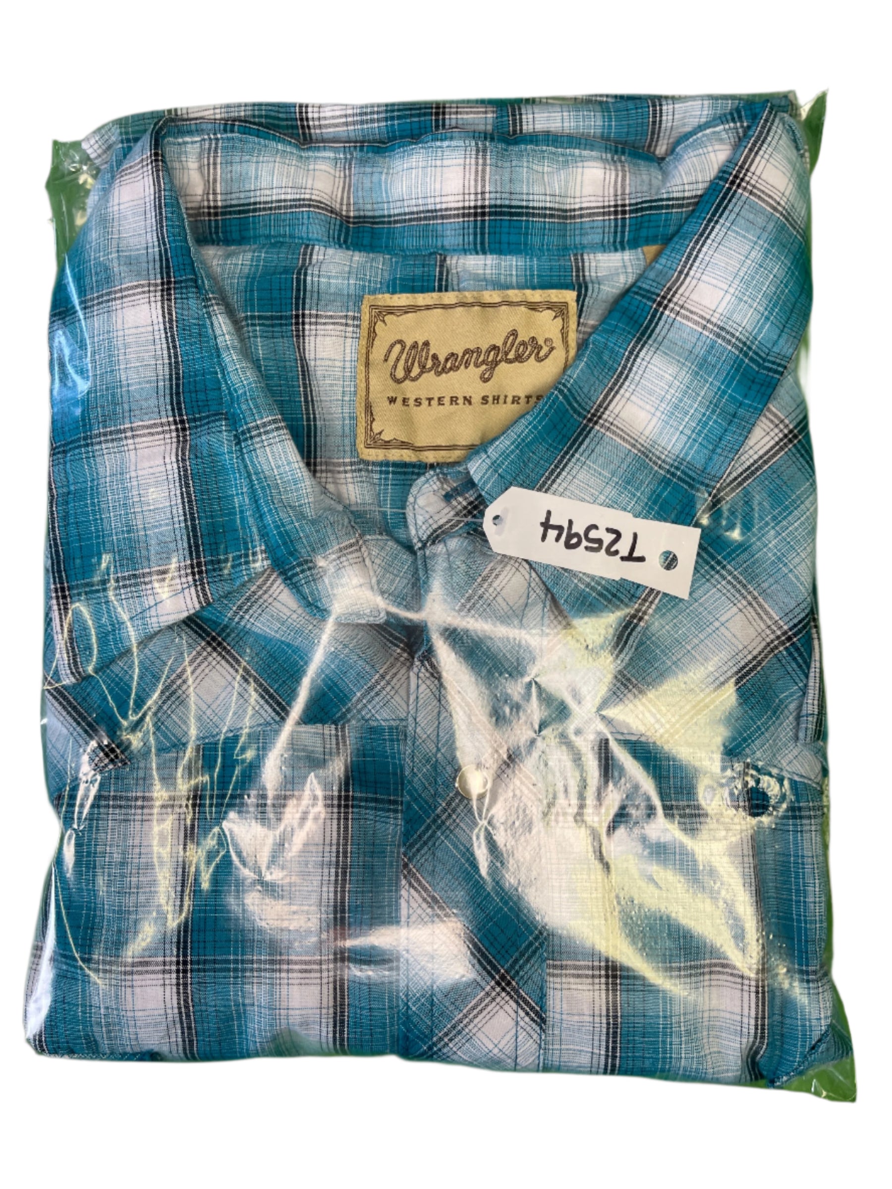 Wrangler Cowboy Western Plaid S/S Shirt with Poppers Men's 3X-Large