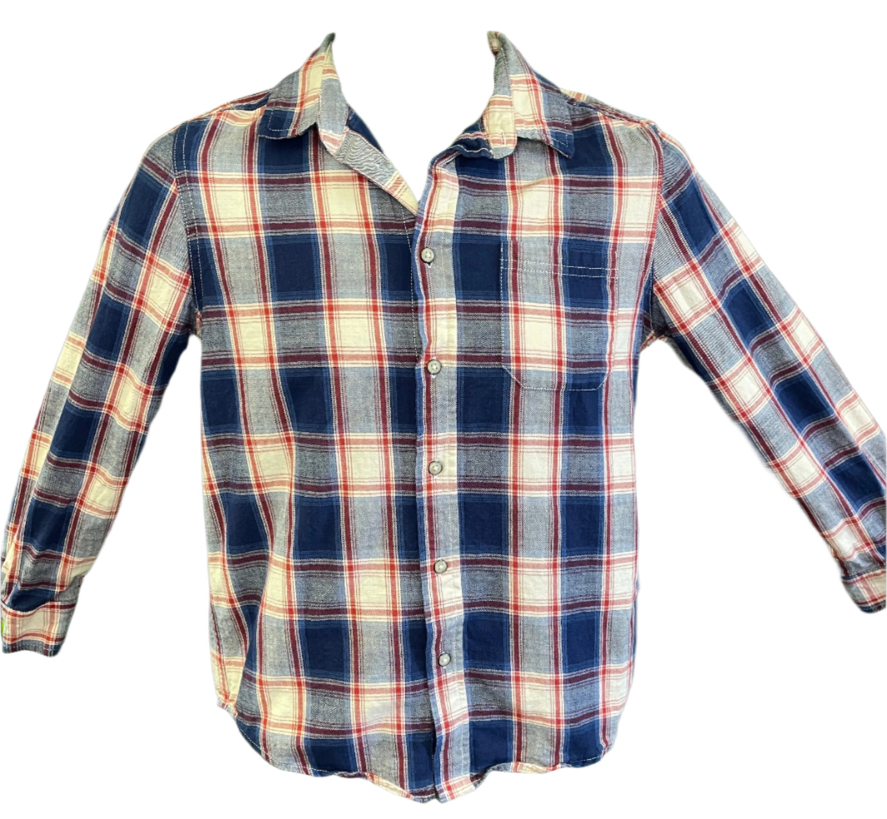 Wrangler Western Plaid L/S Shirt Red/Blue Plaid 100% Cotton Youth Large 10-12