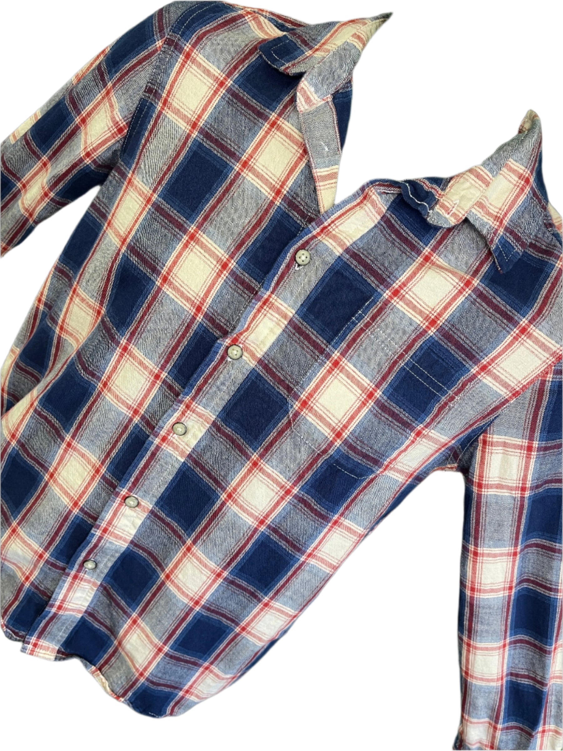 Wrangler Western Plaid L/S Shirt Red/Blue Plaid 100% Cotton Youth Large 10-12