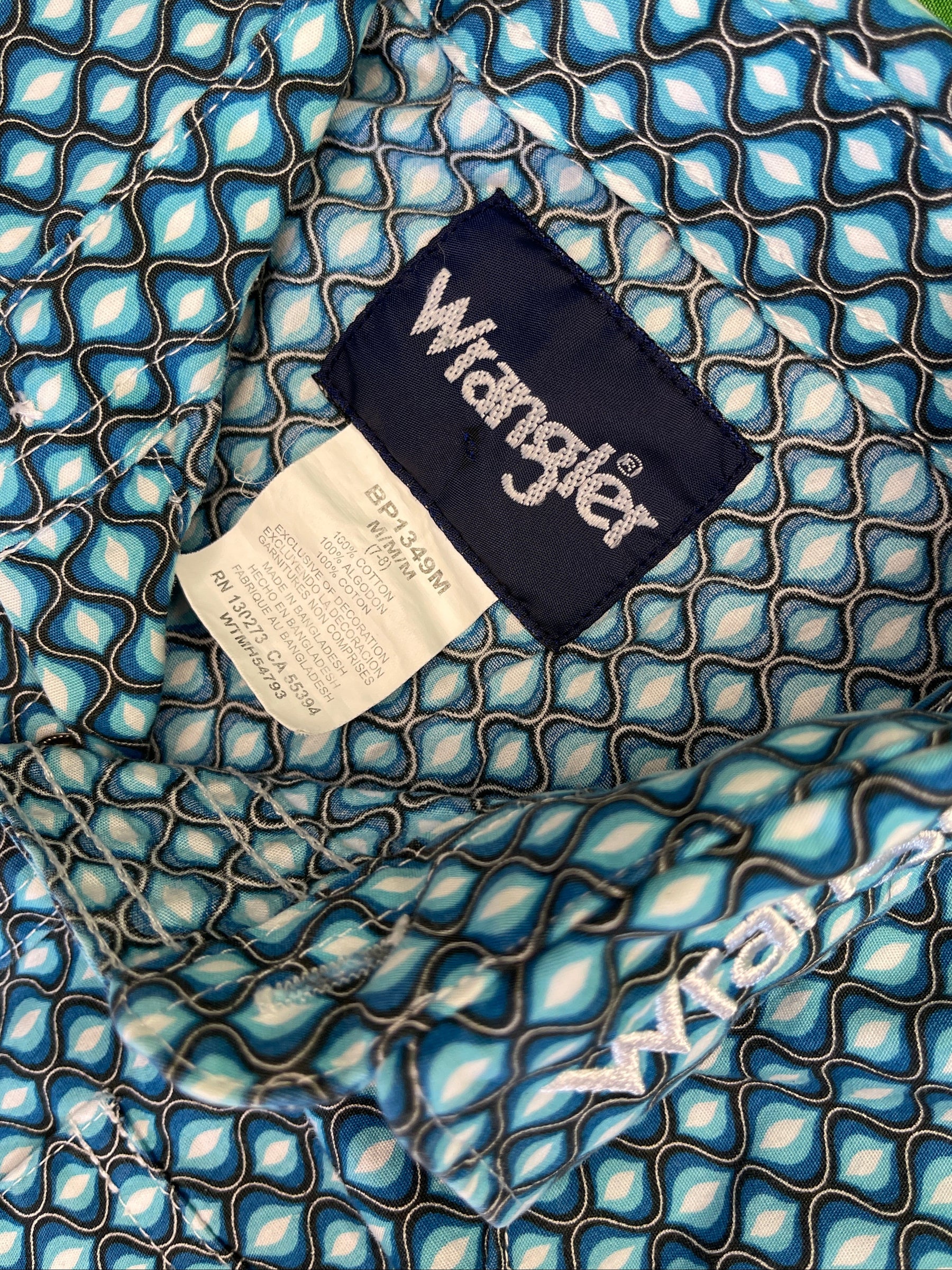 Wrangler Cowboy Western Plaid L/S Shirt w/ Poppers Teal/Turquoise Youth Small 8