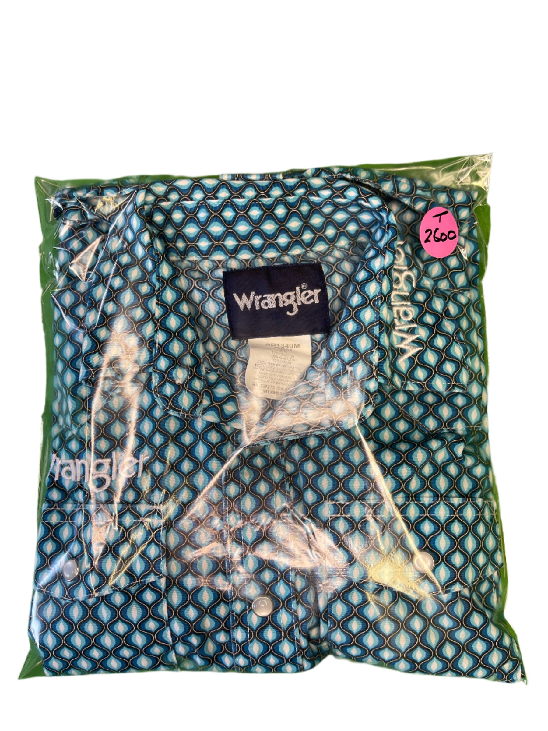 Wrangler Cowboy Western Plaid L/S Shirt w/ Poppers Teal/Turquoise Youth Small 8