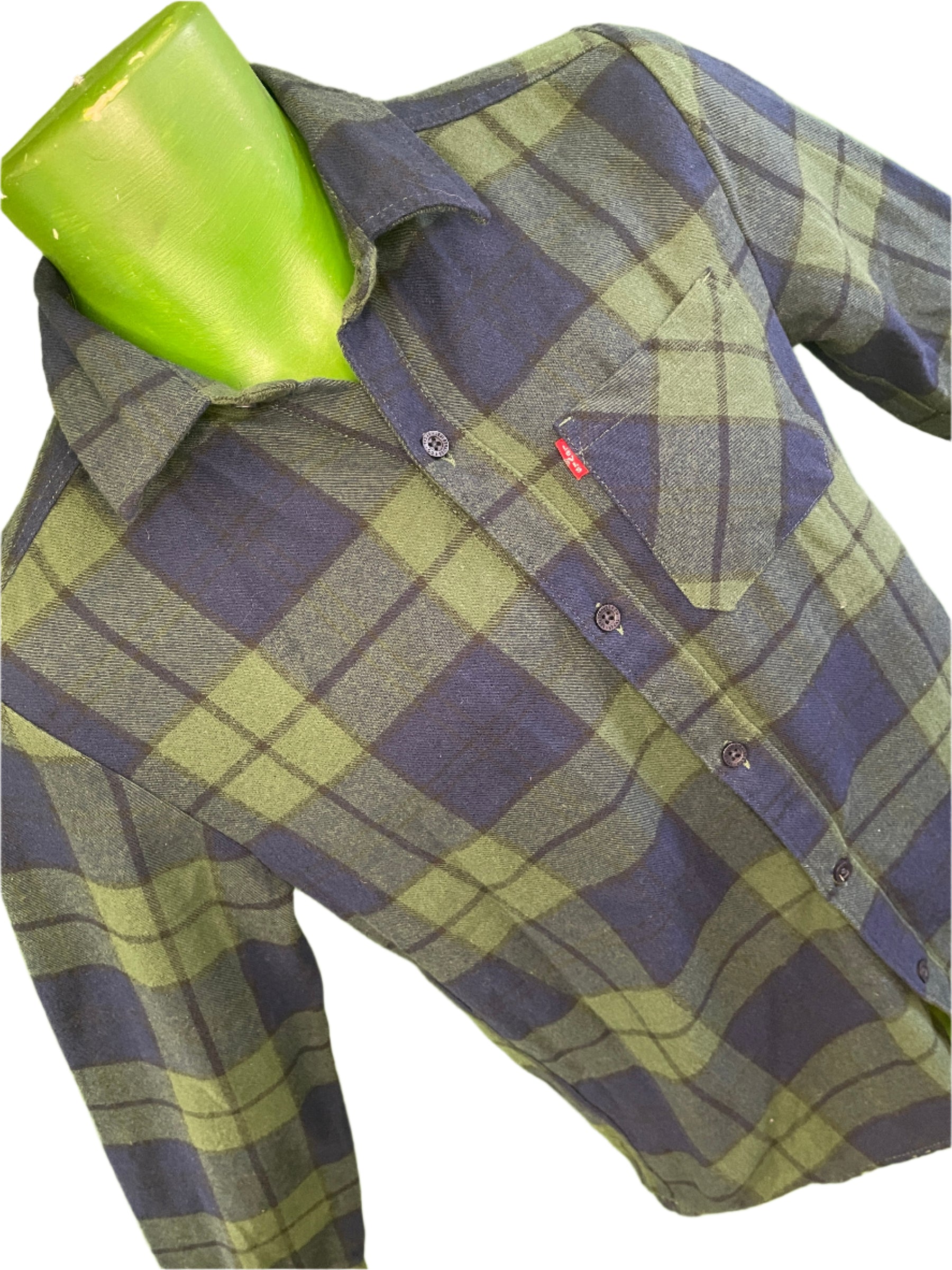 Levi's Green/Blue Plaid L/S Flannel Shirt Youth Large 14-16