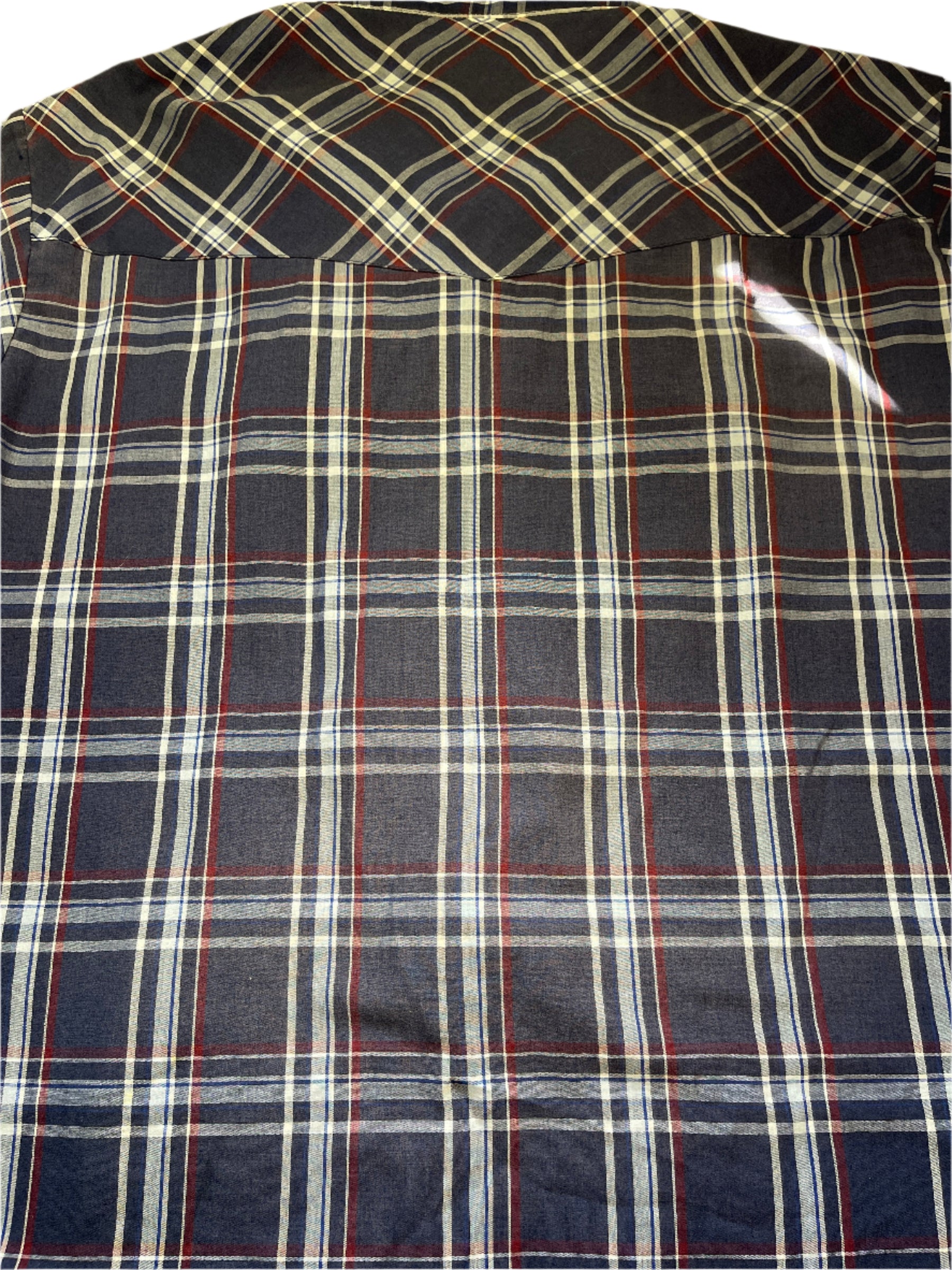 Ely Cattleman Western S/S Navy Plaid Shirt Poppers Men's X-Large
