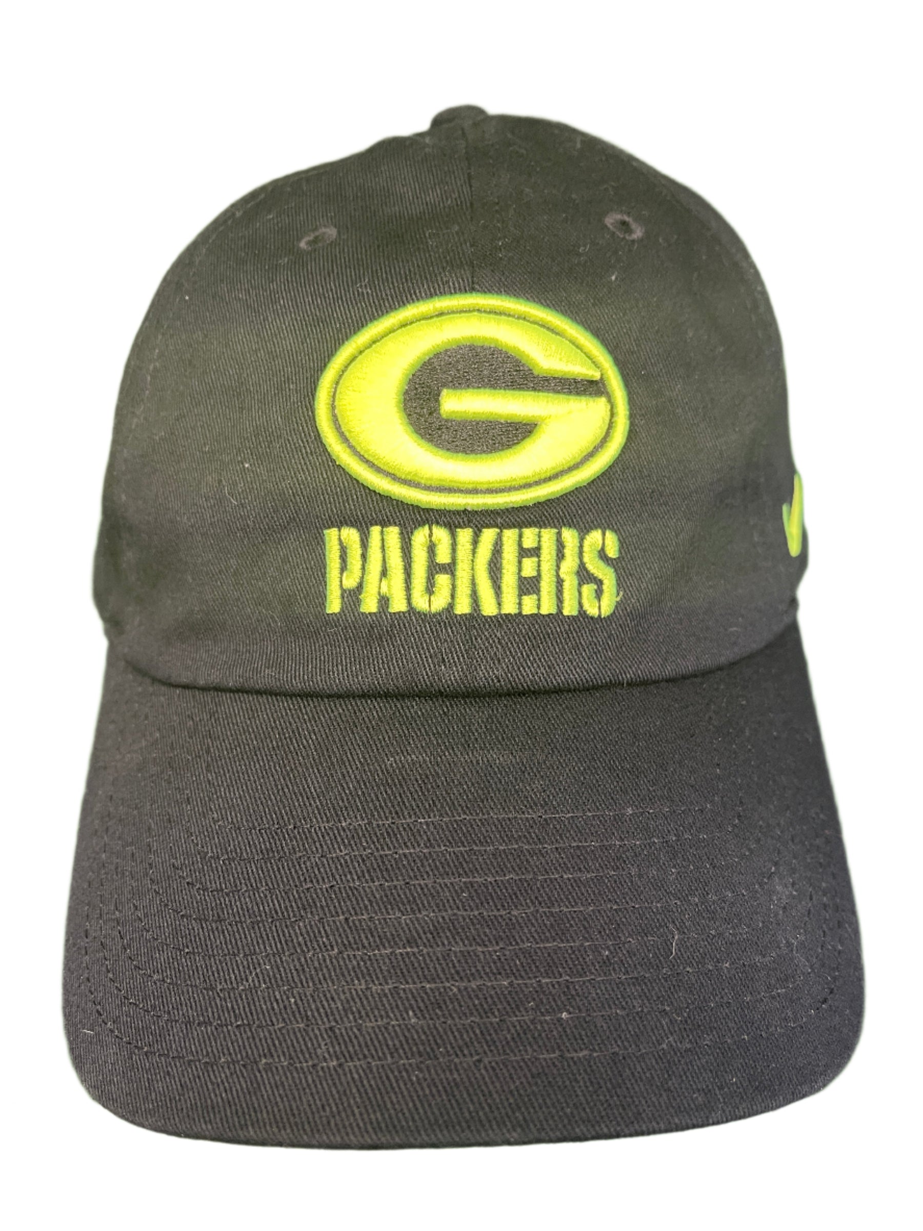NFL Green Bay Packers Black w/Neon 100% Cotton Strapback Cap/Hat Adult OSFA
