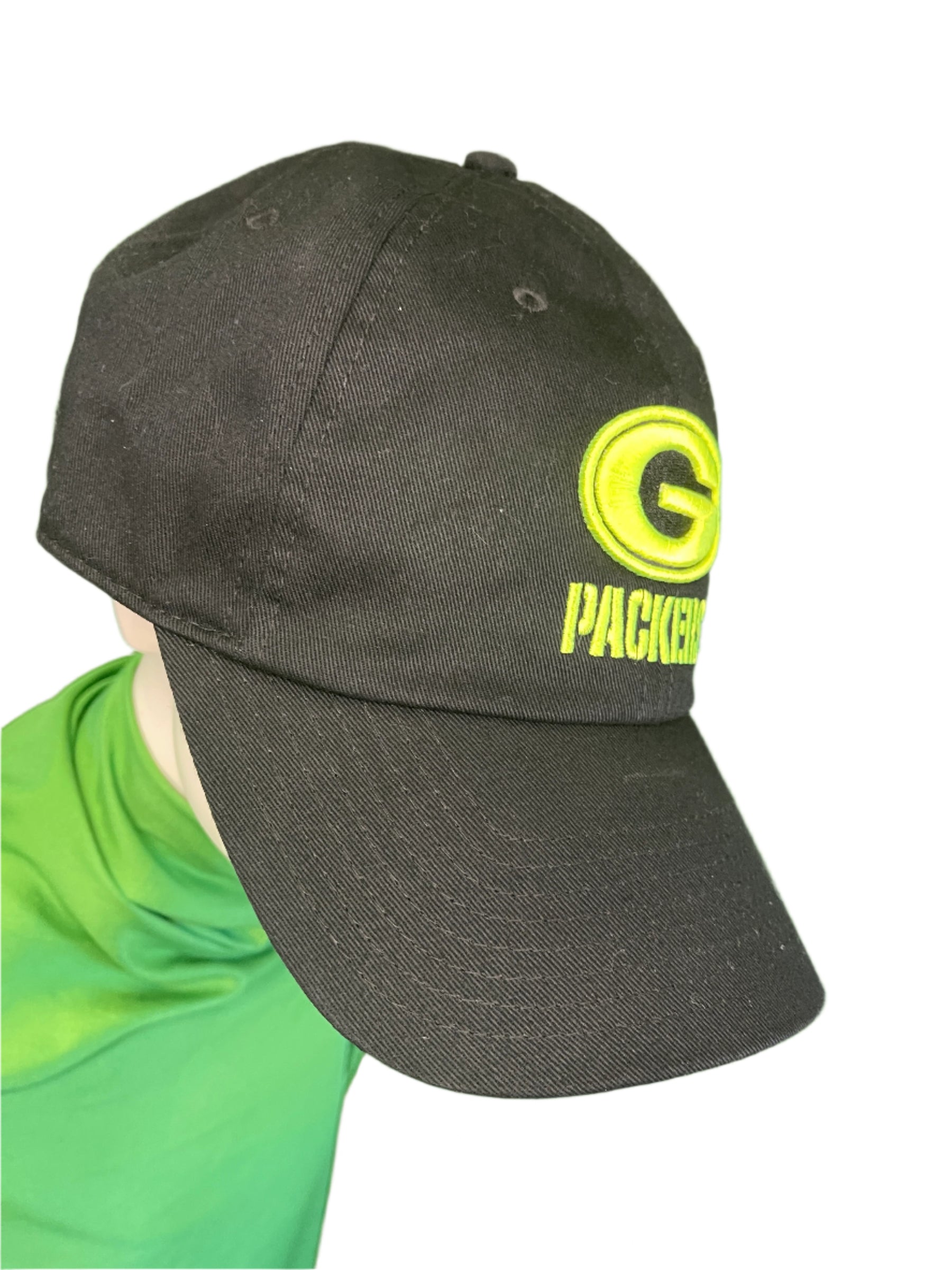NFL Green Bay Packers Black w/Neon 100% Cotton Strapback Cap/Hat Adult OSFA