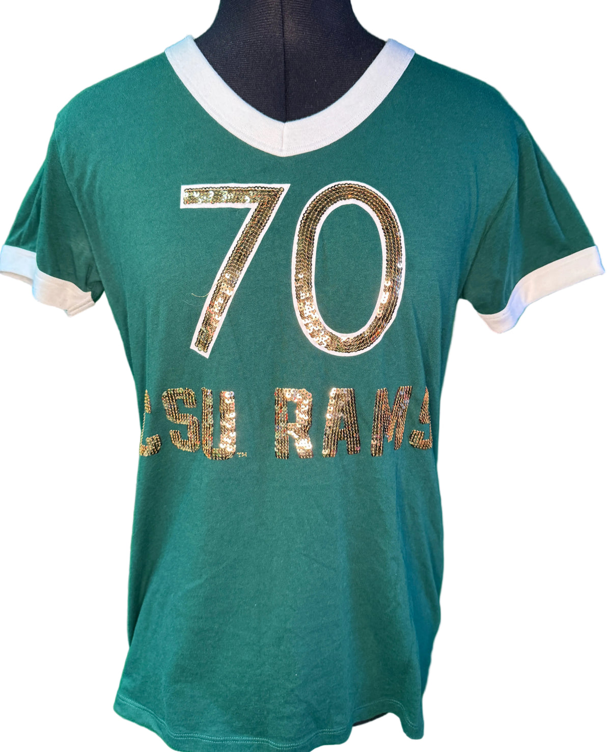 NCAA Colorado State Rams PINK Green Short Sleeve Shirt Women's Small