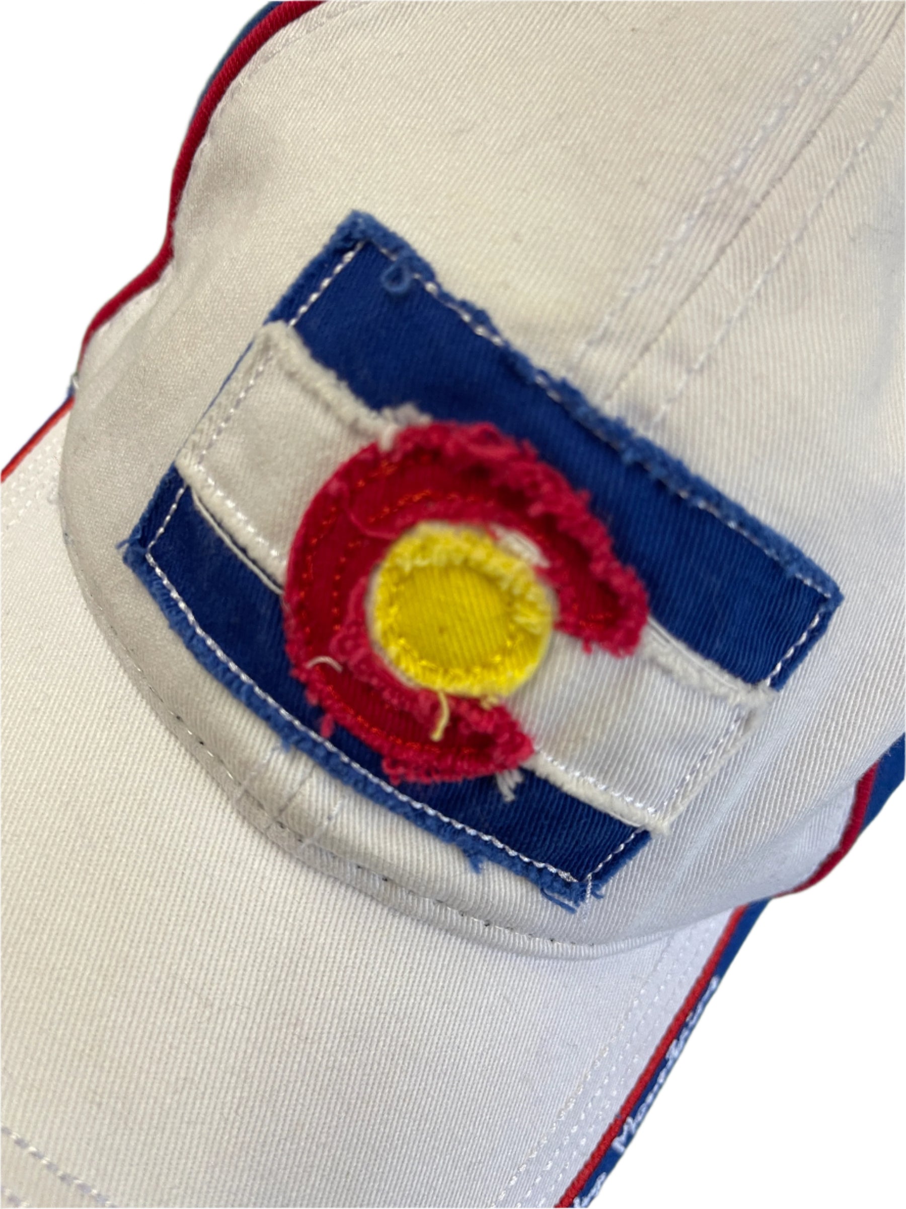 Colorado Flag Distressed Badge Colour Blocked Baseball Hat/Cap Strapback