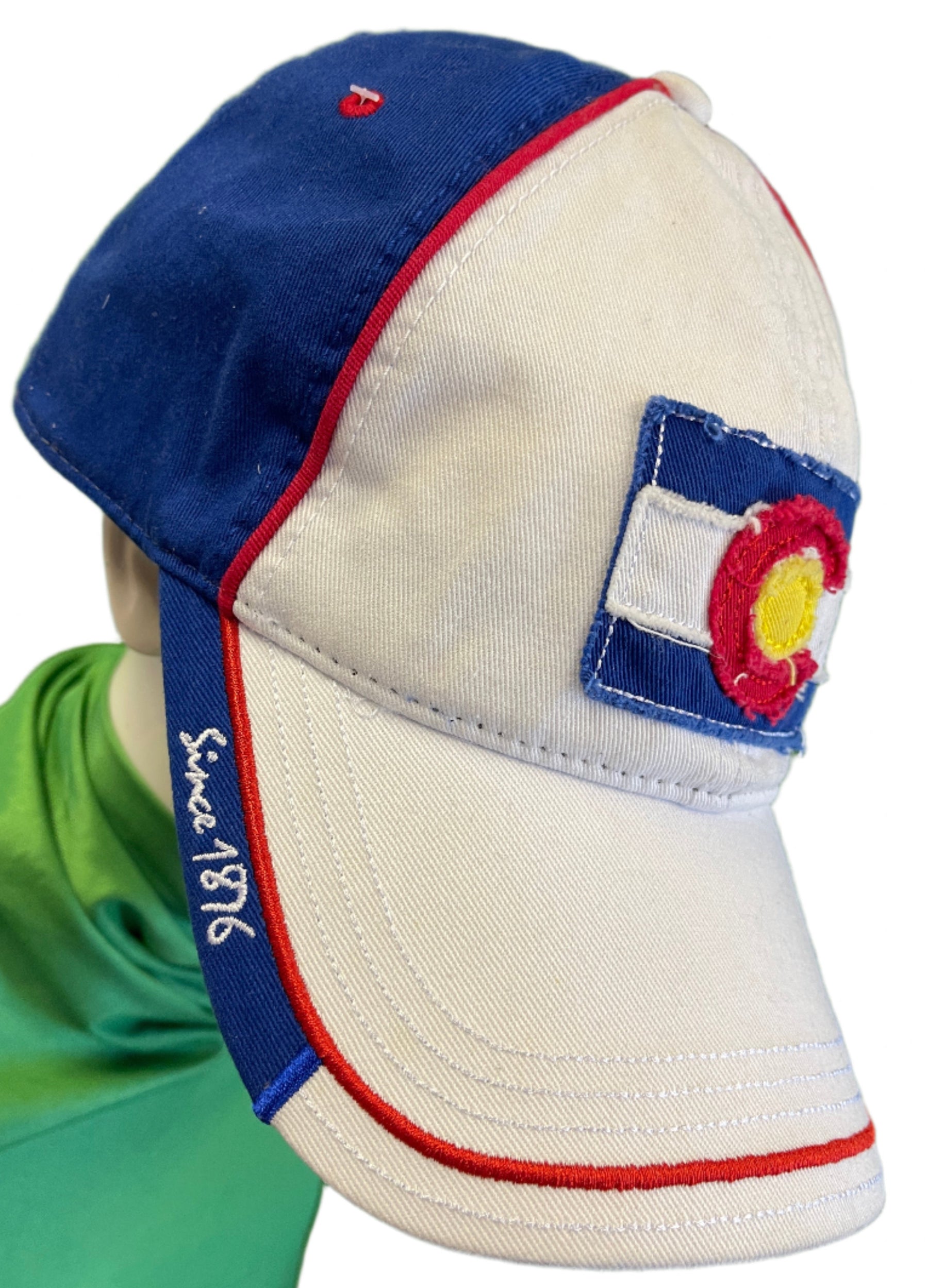 Colorado Flag Distressed Badge Colour Blocked Baseball Hat/Cap Strapback
