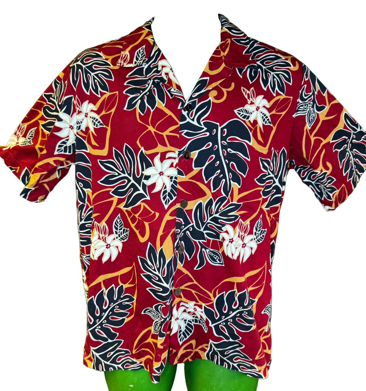 Hawaiian Red Aloha Shirt Made in Hawaii Men's Medium