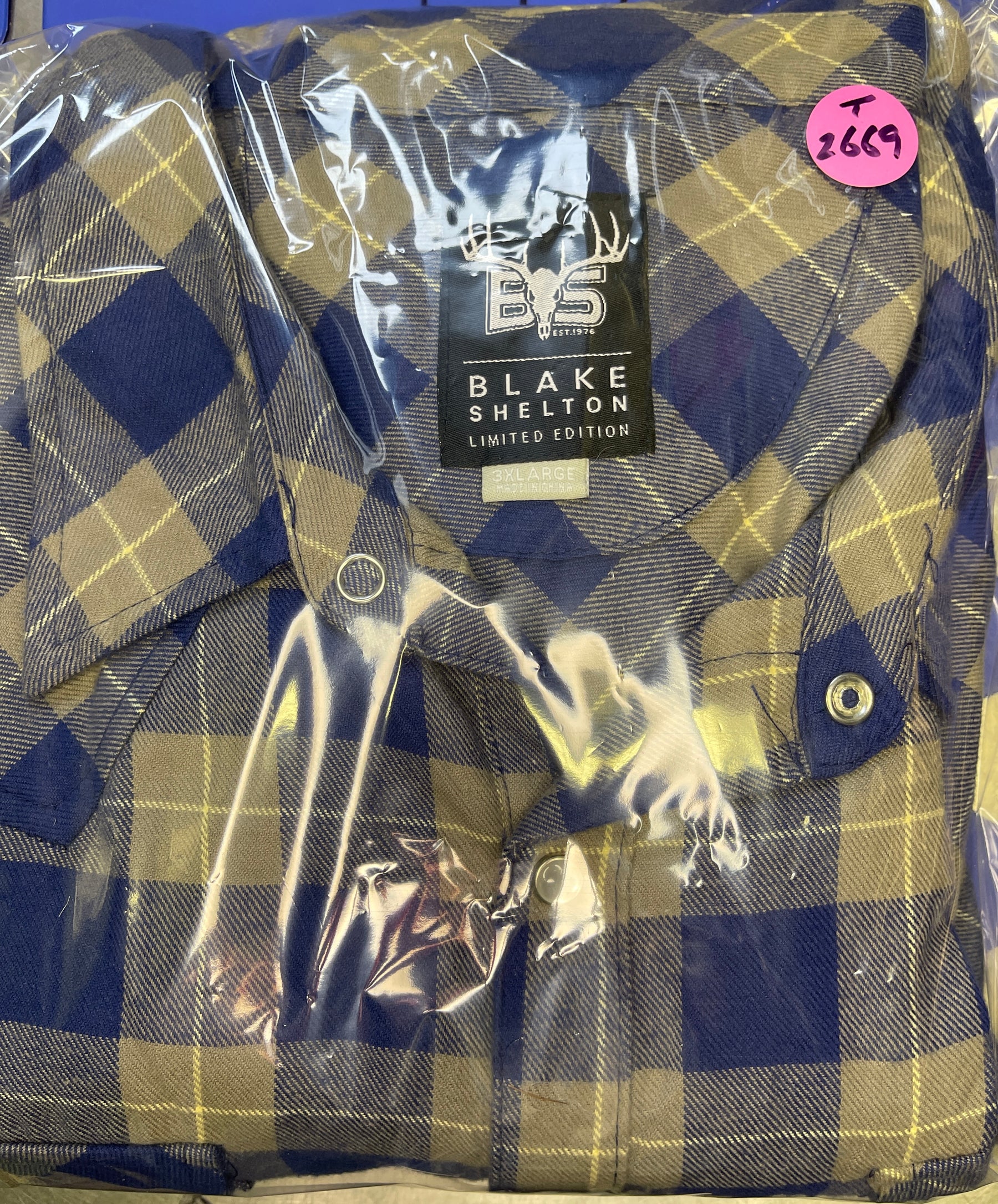 Blake Shelton Ltd Ed Green/Blue Plaid L/S Flannel Shirt Men's 3X-Large