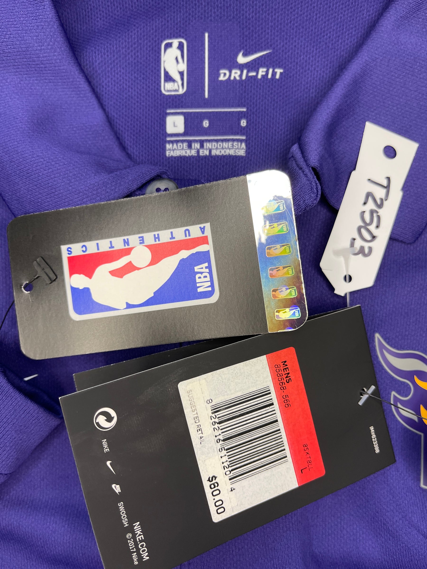 NBA Phoenix Suns Dri-Fit Purple Golf Polo Shirt Men's Large NWT