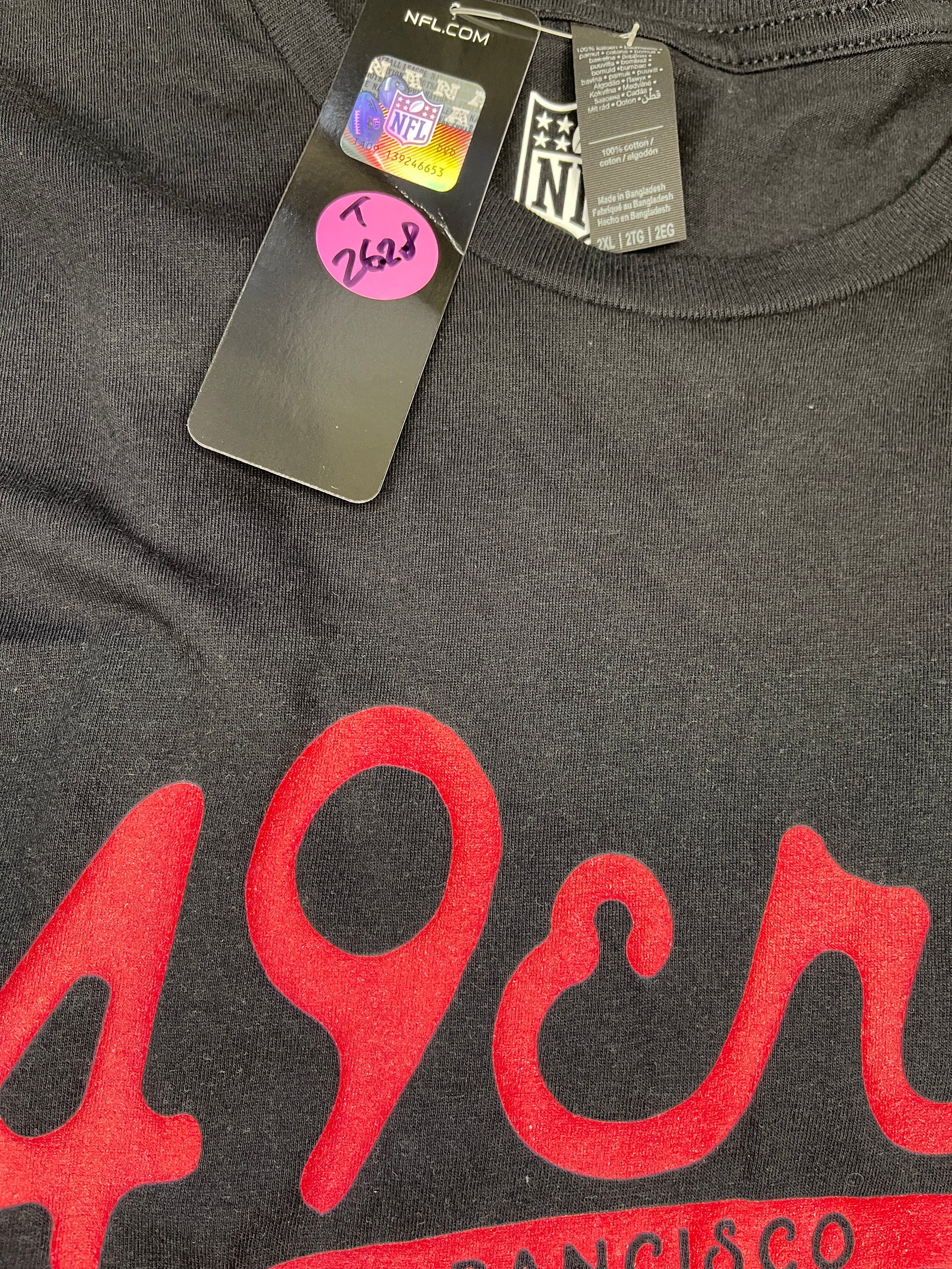 NFL San Francisco 49ers Black Cursive Wordmark T-Shirt Men's 2X-Large NWT