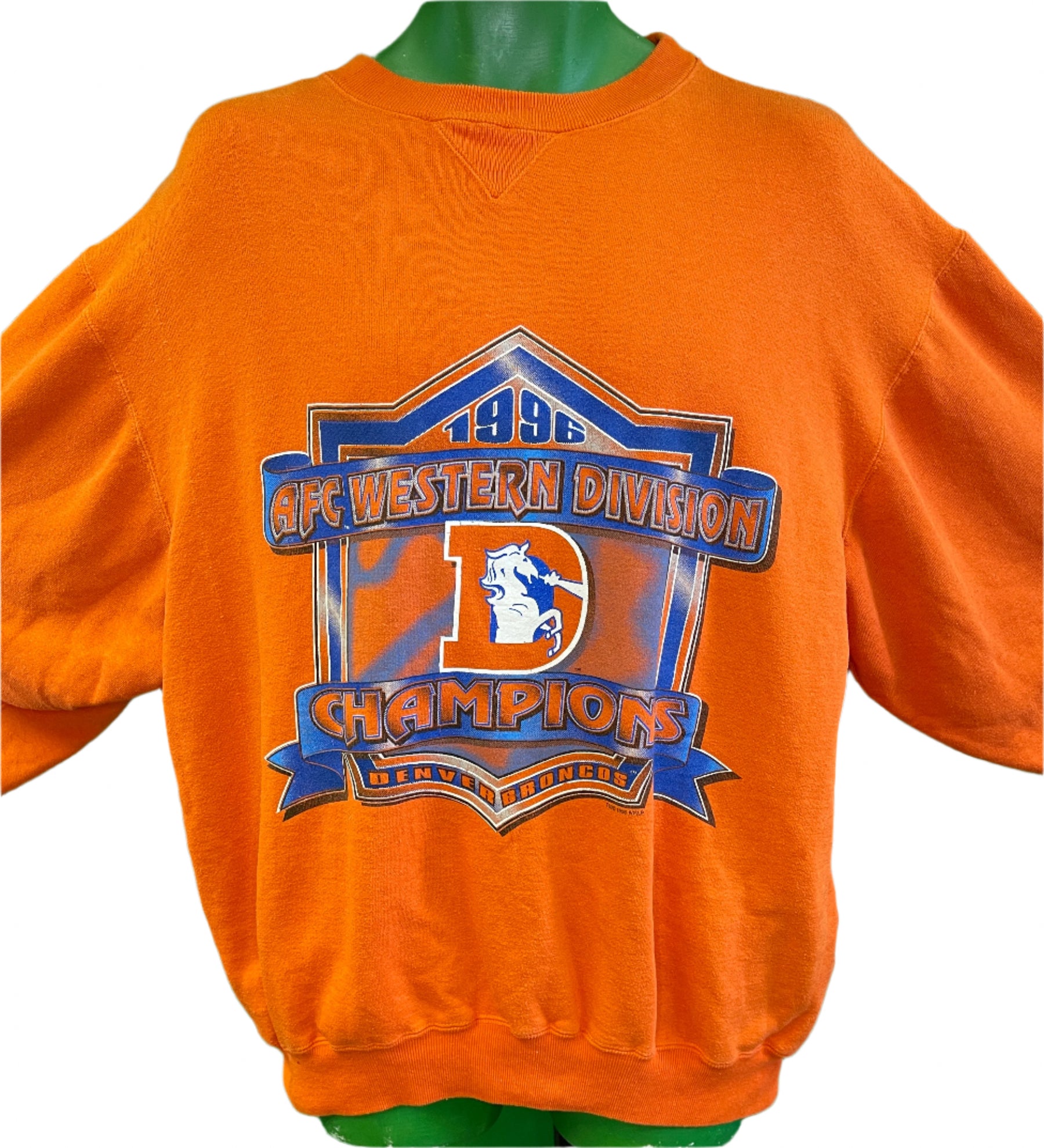 NFL Denver Broncos Vintage 1996 AFC West Champions Orange Sweatshirt Men's X-Large