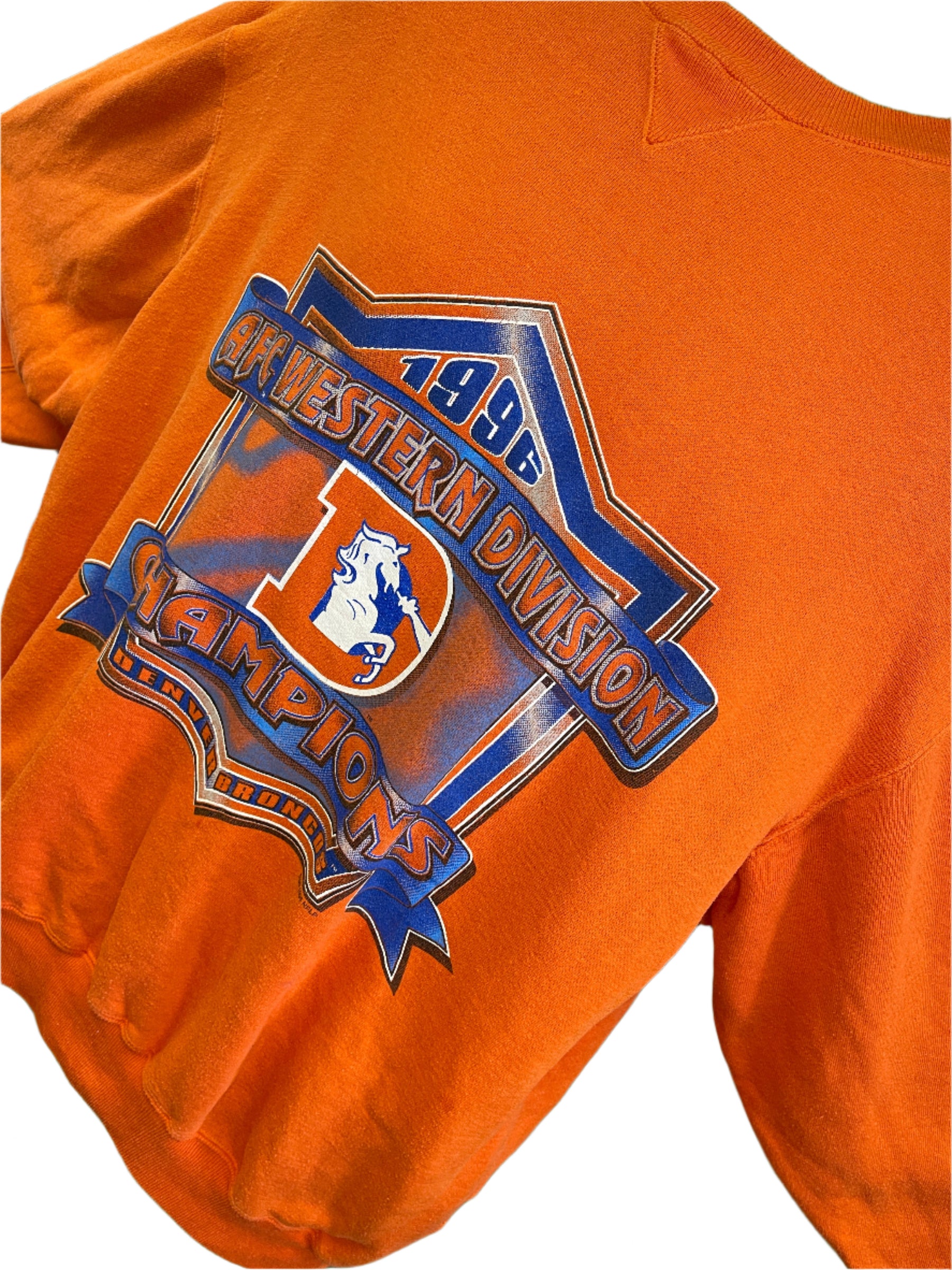 NFL Denver Broncos Vintage 1996 AFC West Champions Orange Sweatshirt Men's X-Large