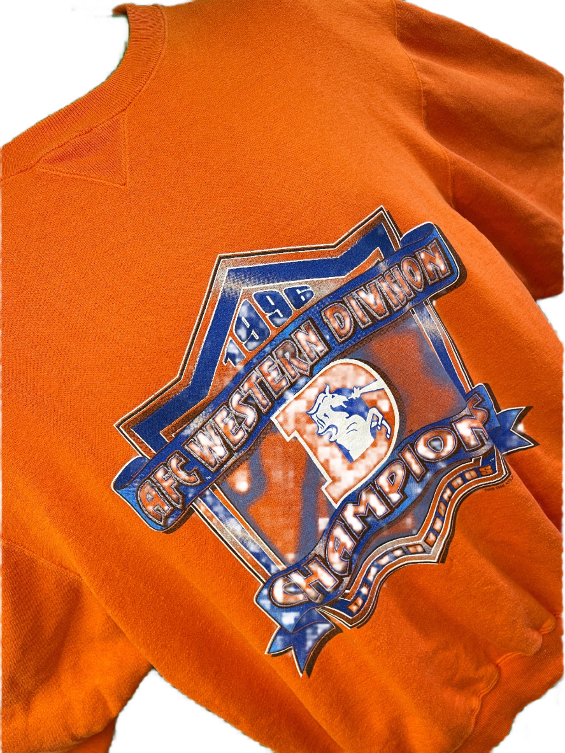 NFL Denver Broncos Vintage 1996 AFC West Champions Orange Sweatshirt Men's X-Large