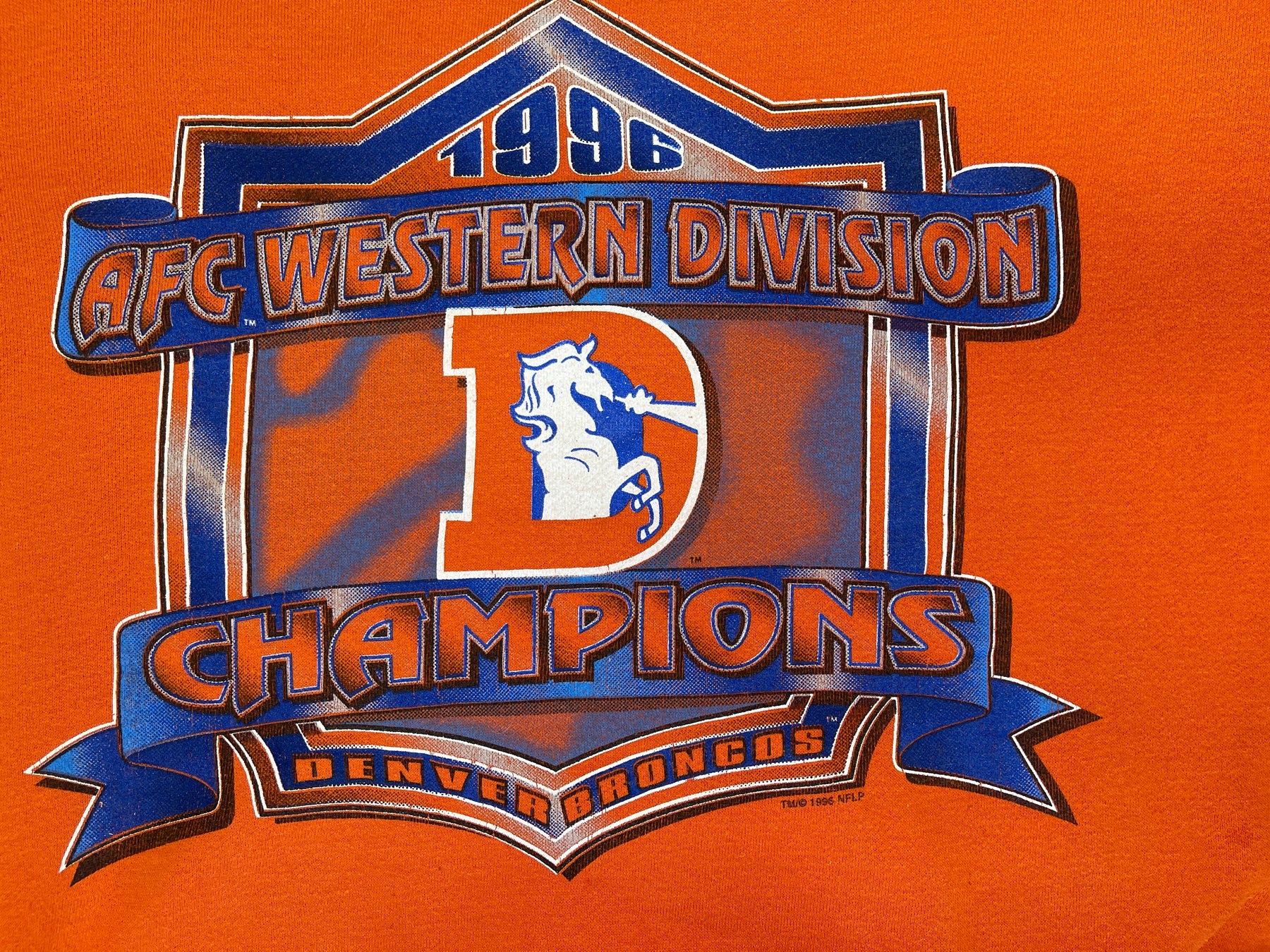 NFL Denver Broncos Vintage 1996 AFC West Champions Orange Sweatshirt Men's X-Large