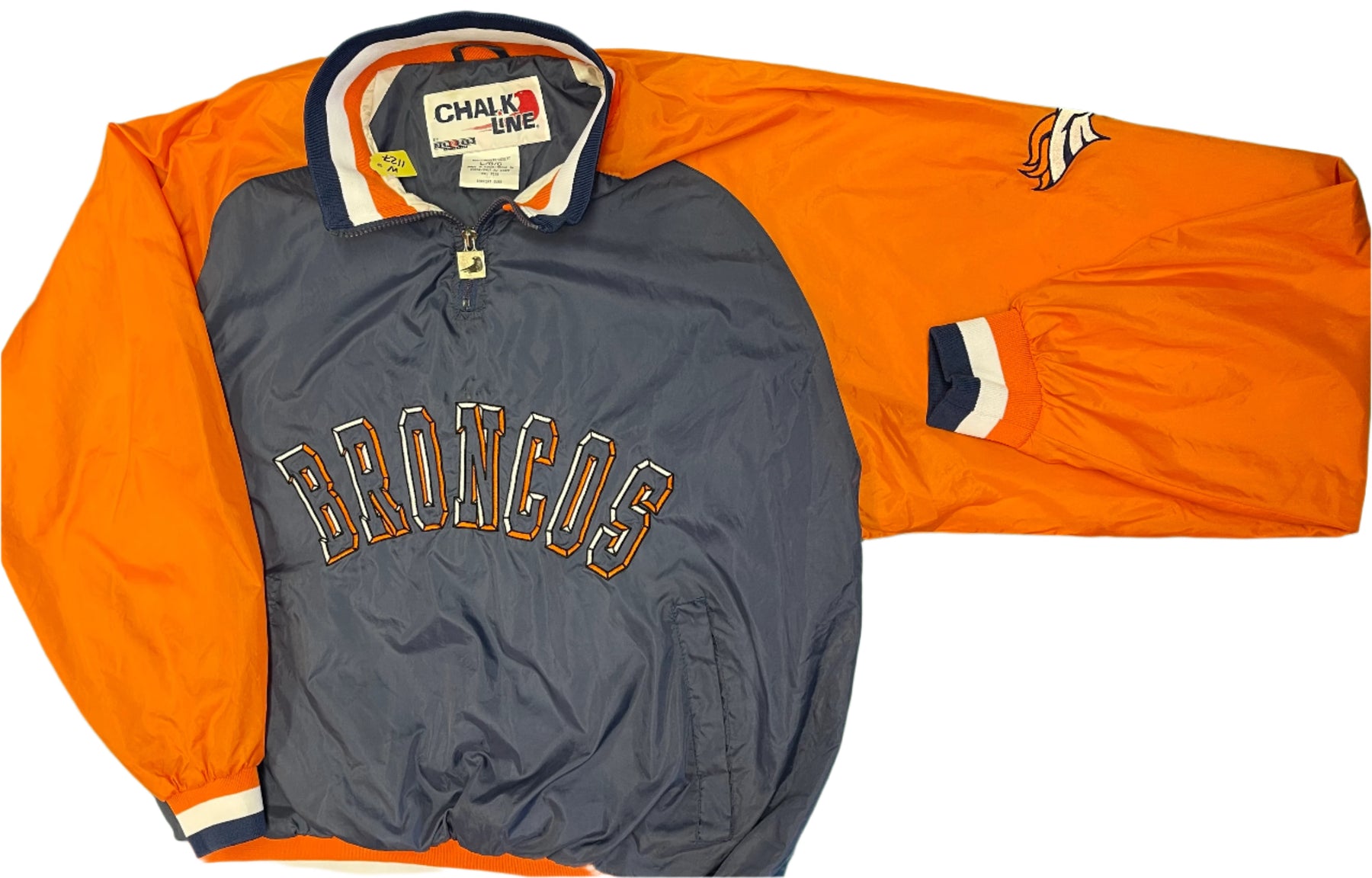 NFL Denver Broncos Vintage Chalk Line 1/4 Zip Pullover Windbreaker Men's Large