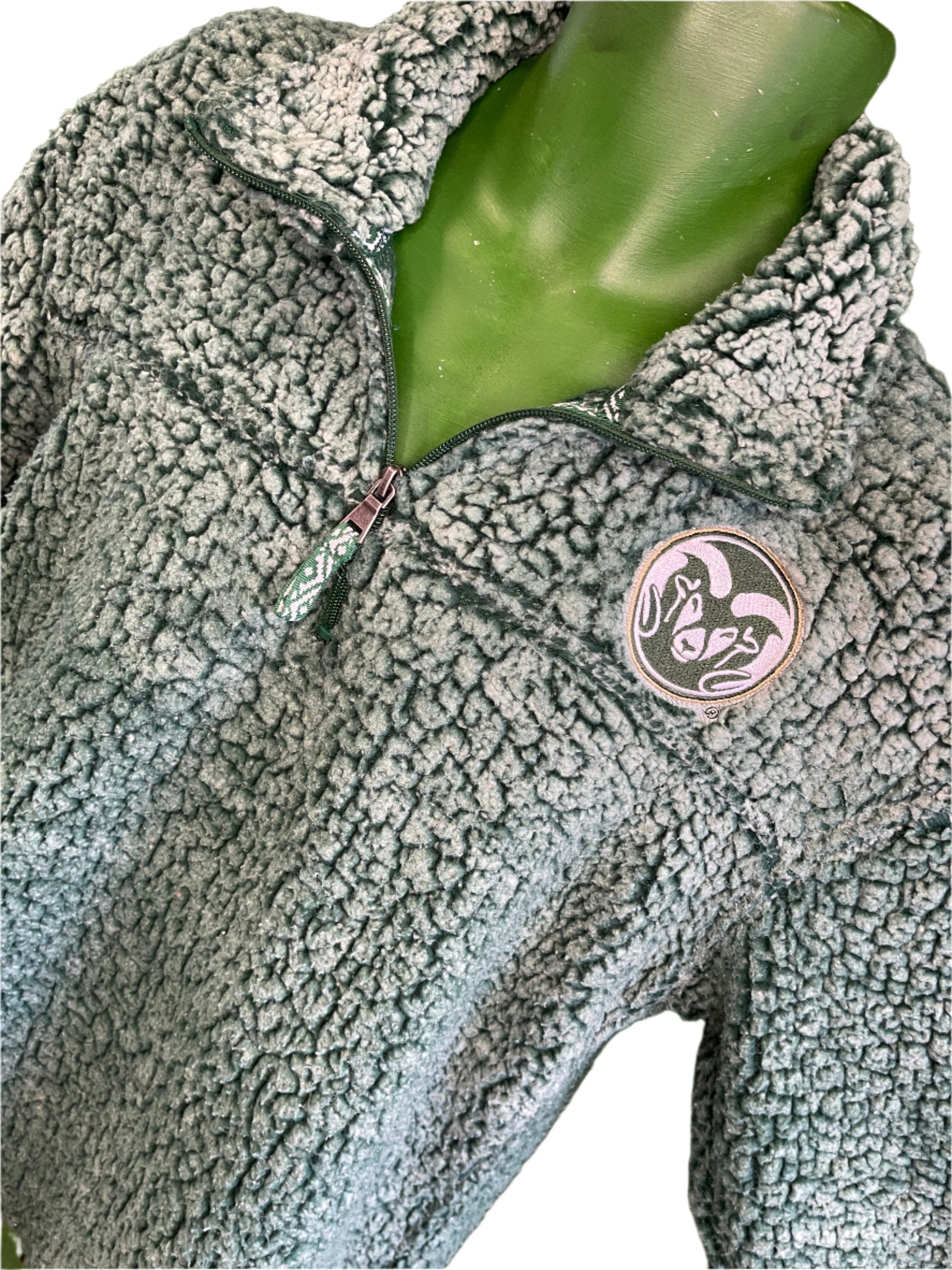 NCAA Colorado State Rams Fluffy Cosy Green Pullover 1/4 Zip Women's Large