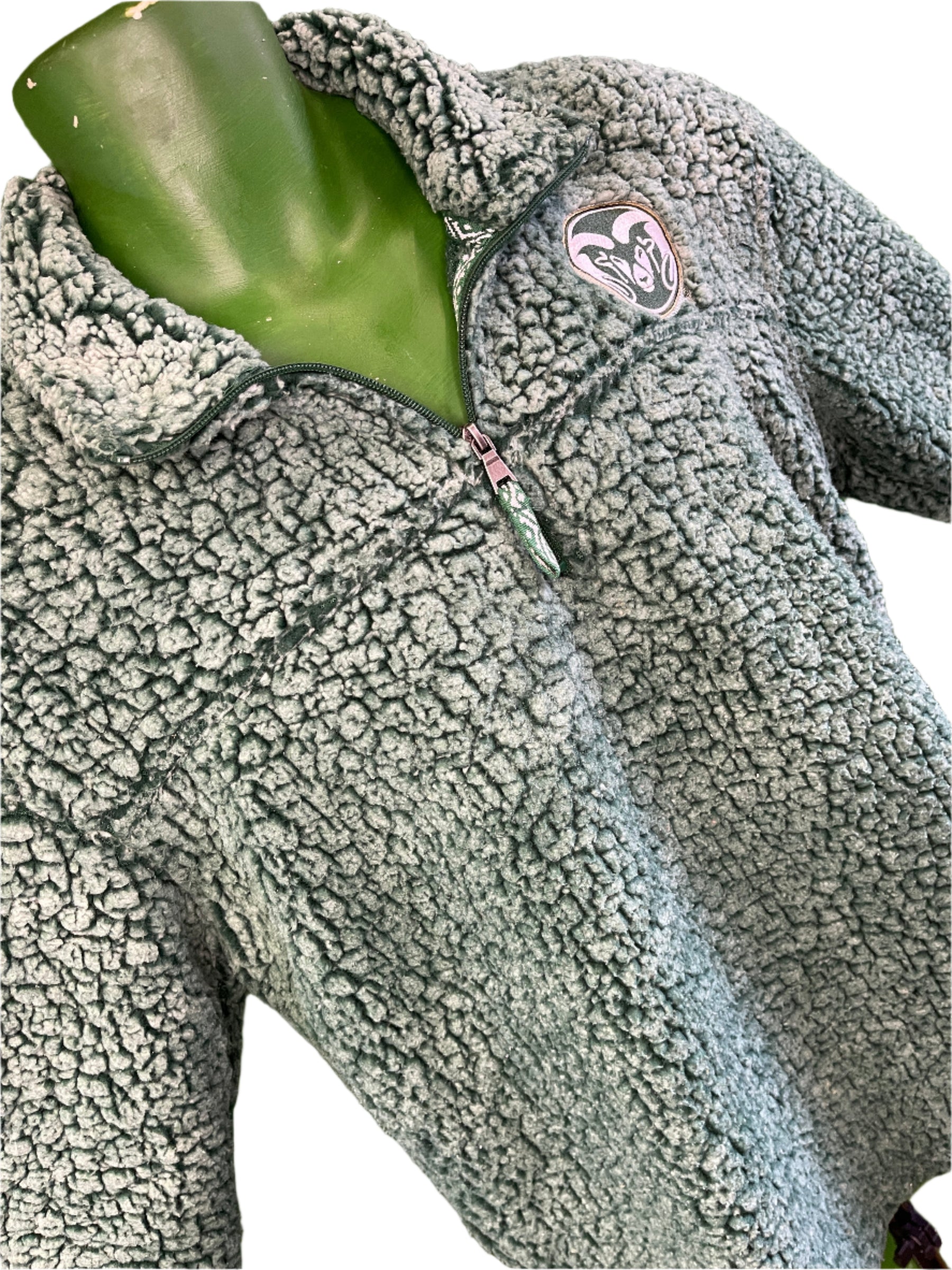 NCAA Colorado State Rams Fluffy Cosy Green Pullover 1/4 Zip Women's Large