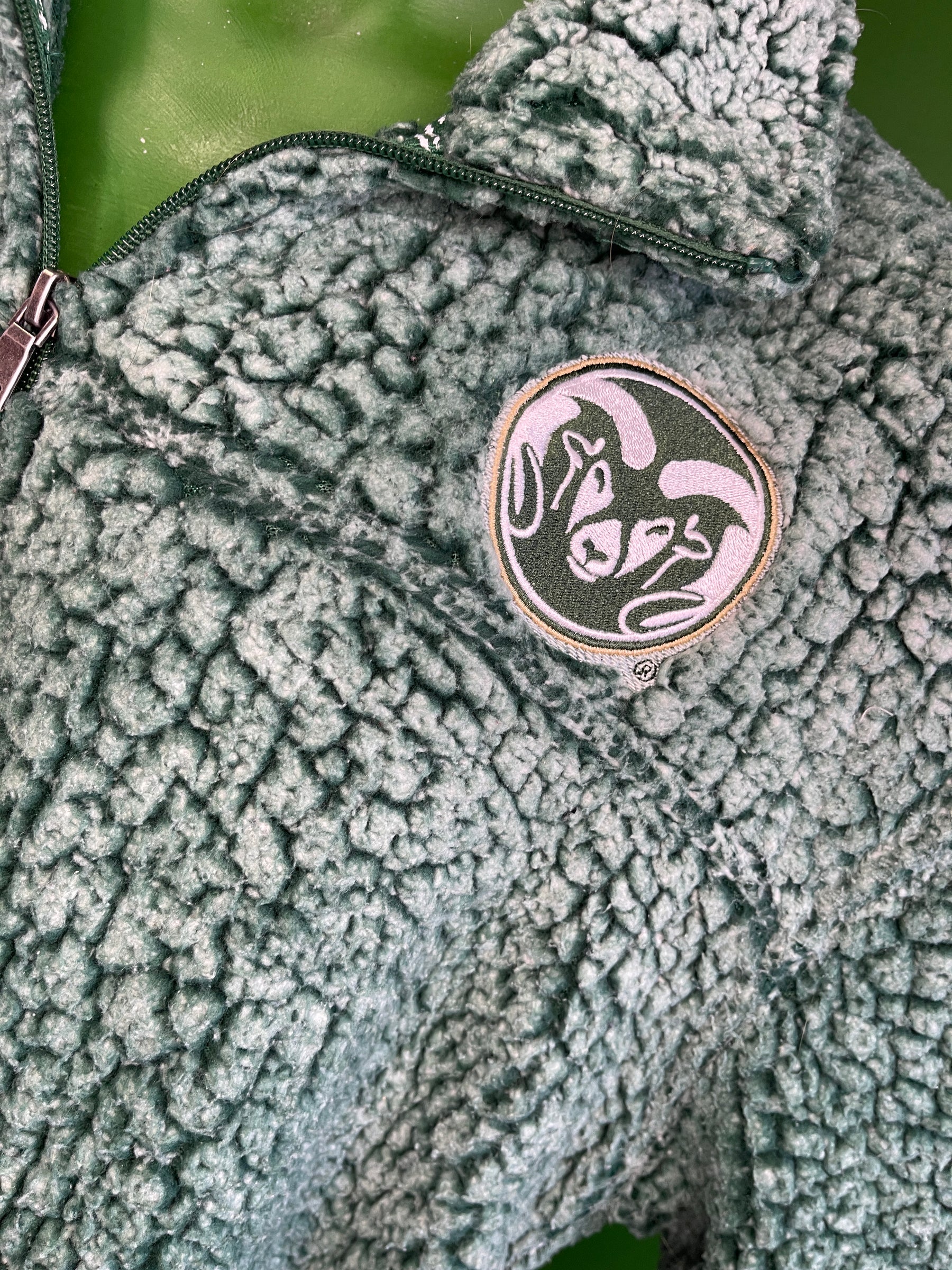 NCAA Colorado State Rams Fluffy Cosy Green Pullover 1/4 Zip Women's Large