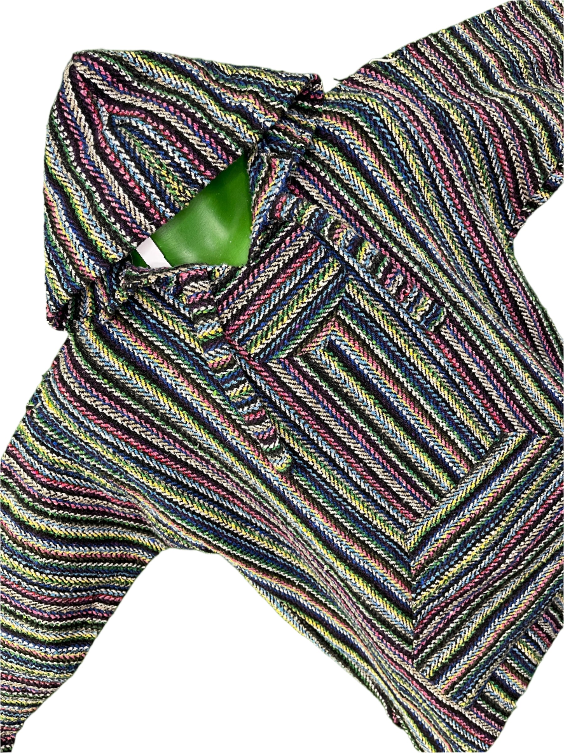 Colourful Baja Hoodie Drug Rug Jerga Made in Mexico Men's Small