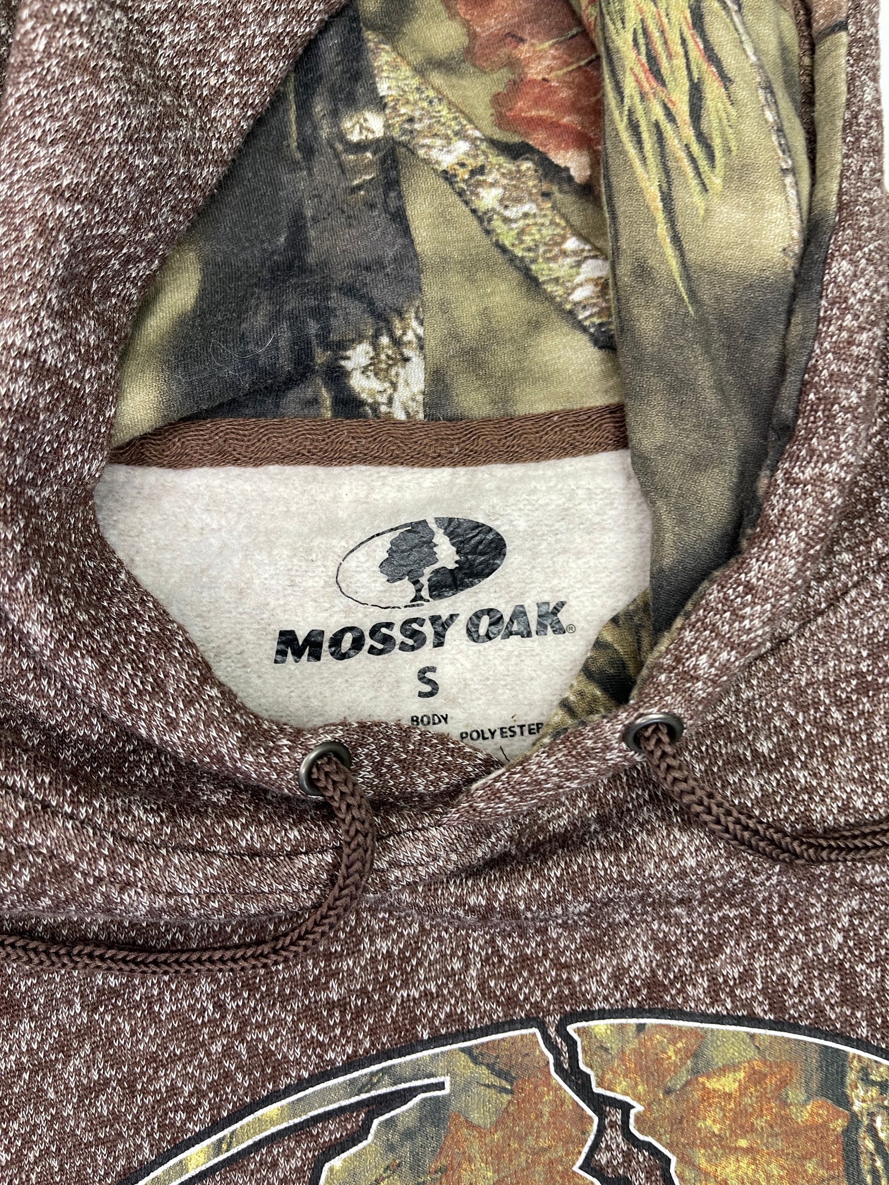 Mossy Oak Hunting Pullover Heathered Brown Hoodie Men's Small