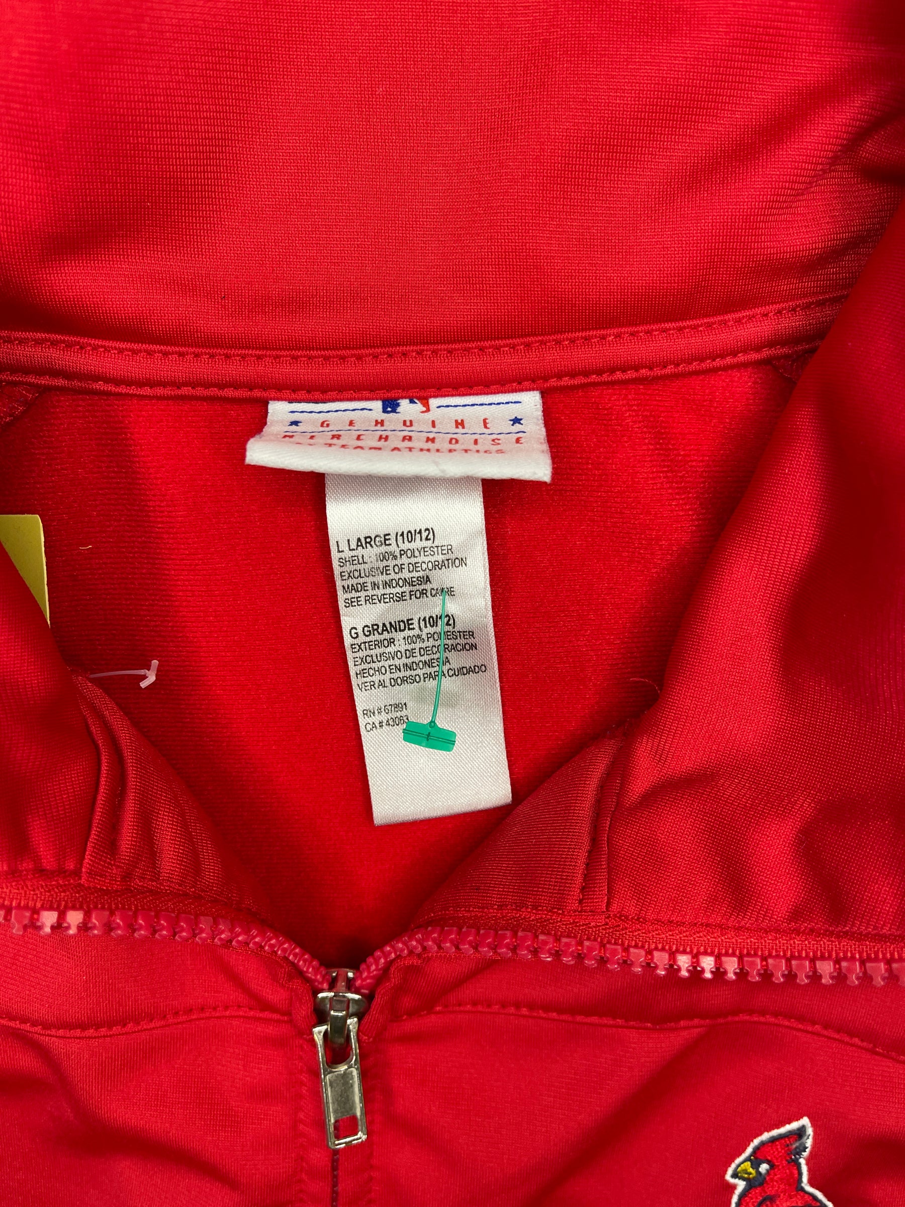 MLB St Louis Cardinals Team Athletics Full Zip Track Jacket Youth Medium 10-12