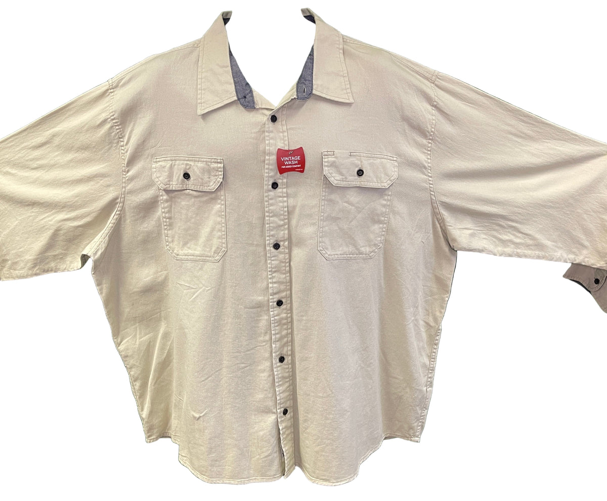 Wrangler Vintage Wash Beige L/S Cotton Shirt Men's 3X-Large NWT