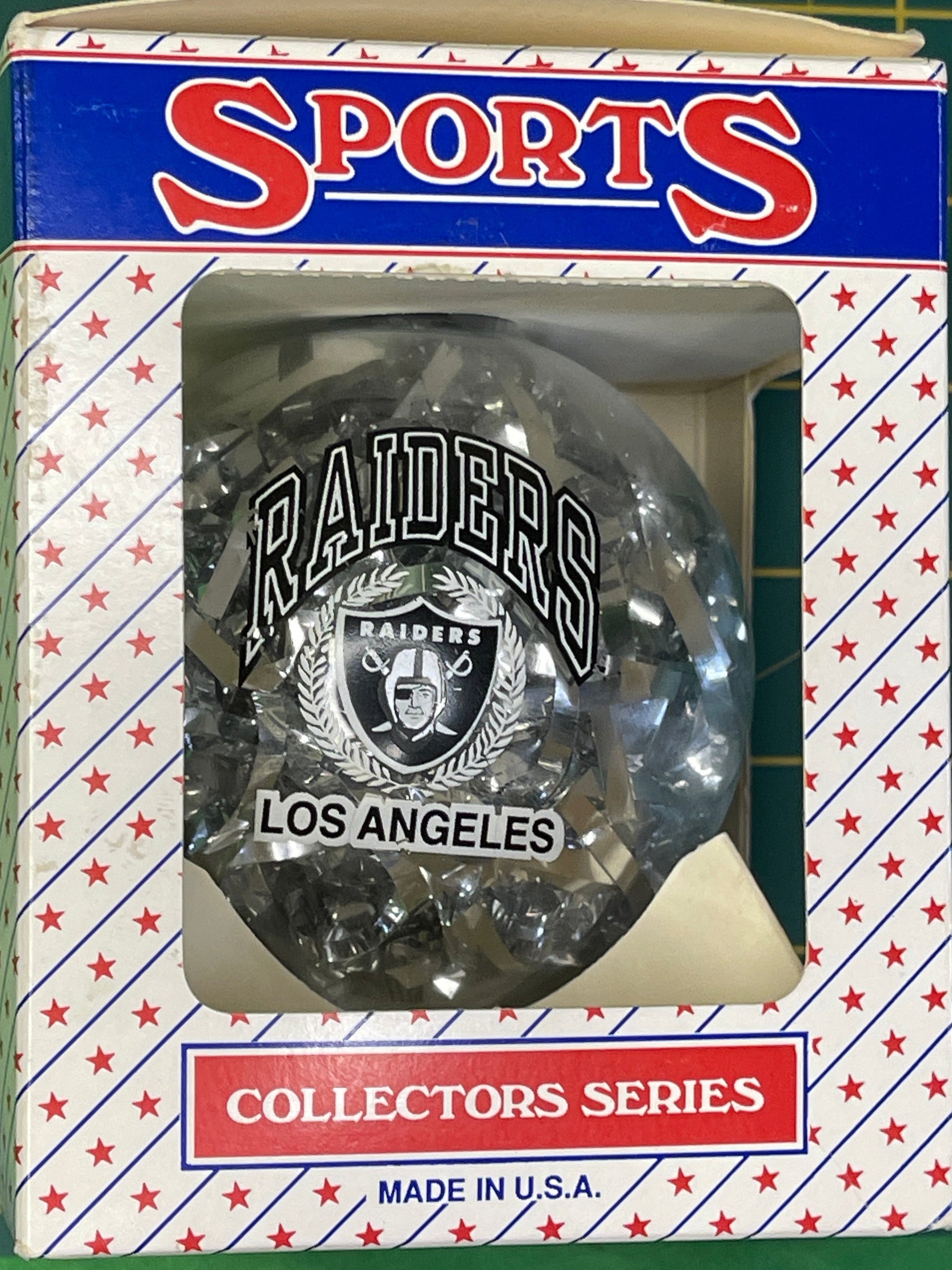 NFL Las Vegas (Los Angeles) Raiders Vintage Christmas Glass Tree Ornament NWT