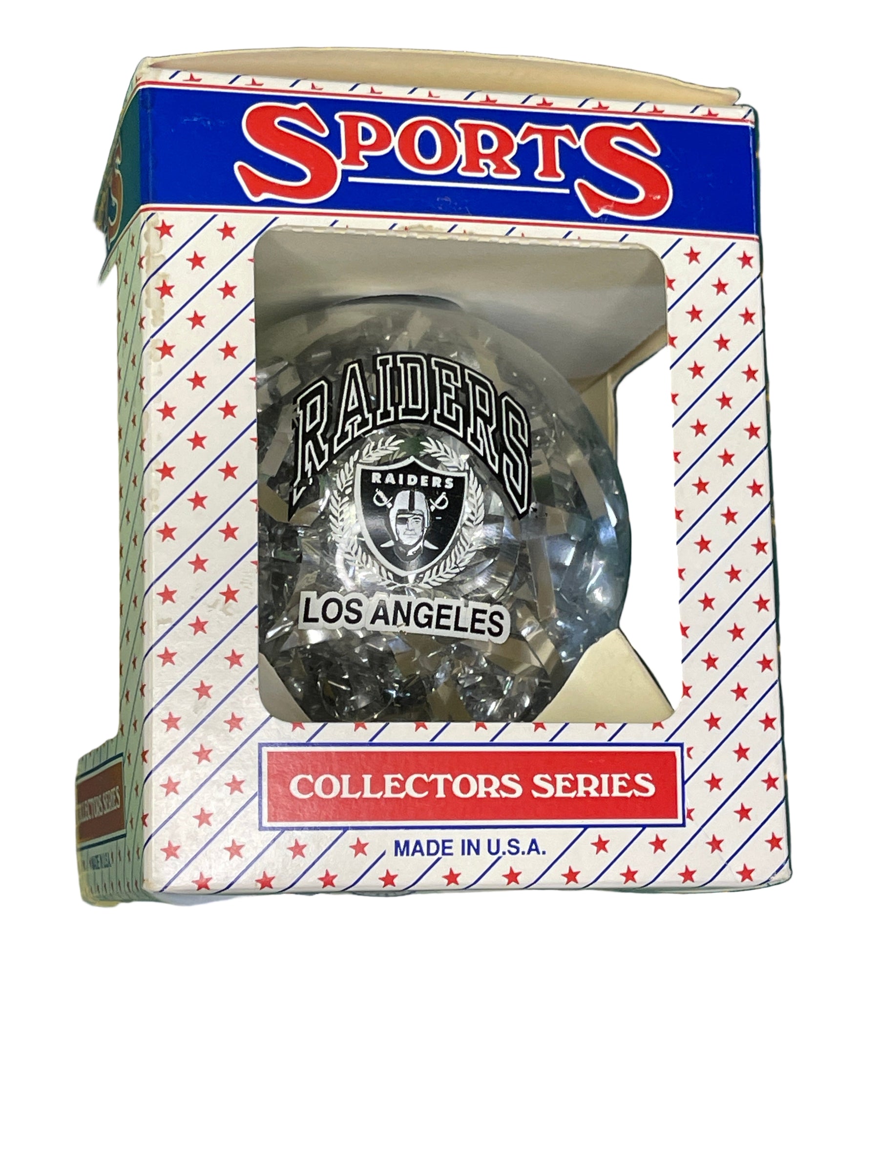 NFL Las Vegas (Los Angeles) Raiders Vintage Christmas Glass Tree Ornament NWT