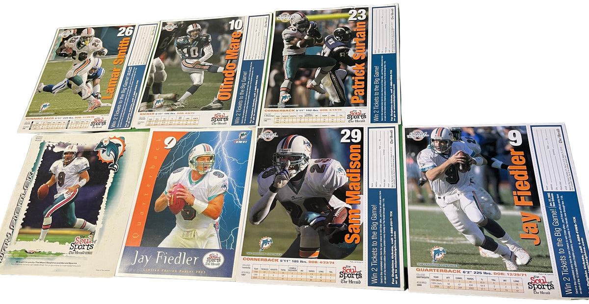 NFL Miami Dolphins Lot of 7 A4 Sized Posters Cardstock Early 2000s